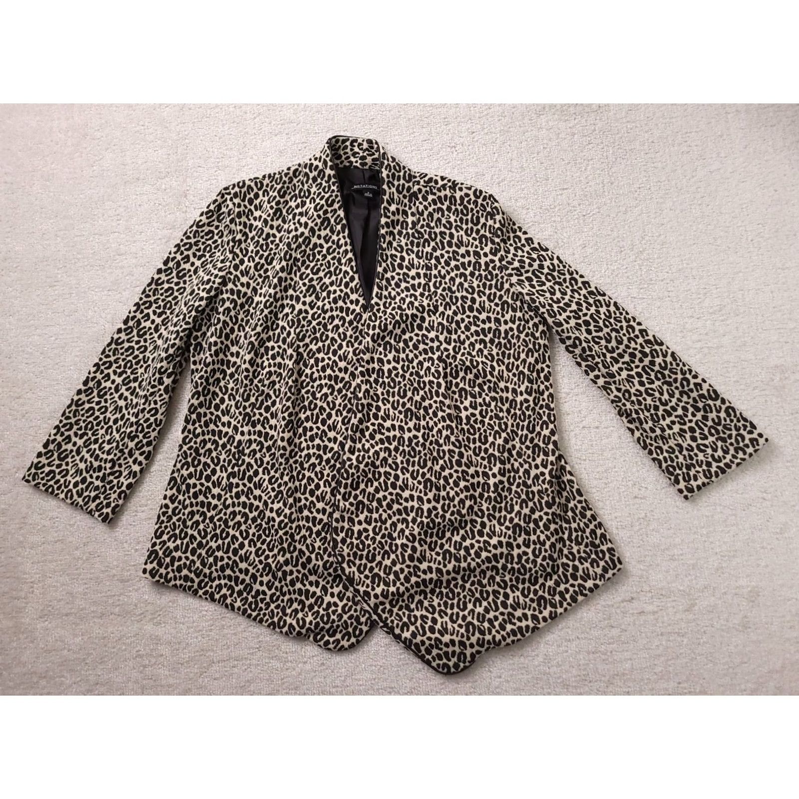 Vintage Notations Womens S Blazer Jacket Animal Print Open Front Long Sleeve Size S / US 4 / IT 40 - 2 Thumbnail