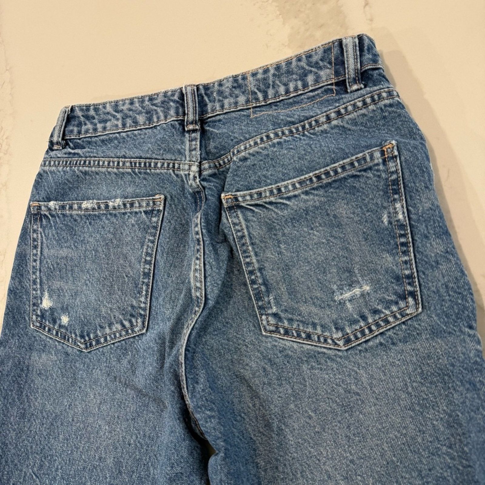 Zara Zara High Waisted Mom Fit Distressed Denim Jeans Womens 6 Size 28" / US 6 / IT 42 - 12 Thumbnail