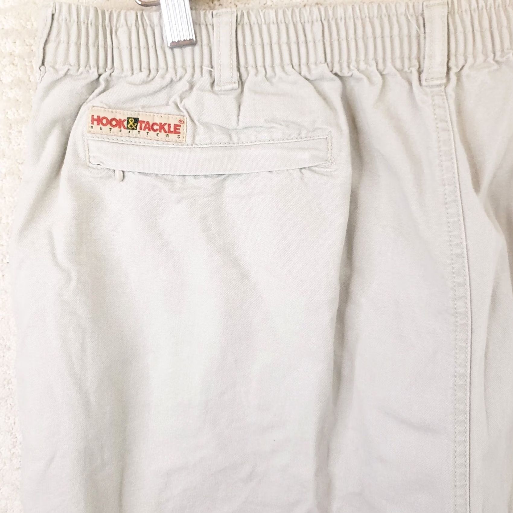 Vintage Hook & Tackle Beer Can Shorts Men’s 36-38x5 Khaki Cotton Cargo Pocket Elastic Waist 5 Inseam Beach Casual Mens Size US 36 / EU 52 - 7 Thumbnail