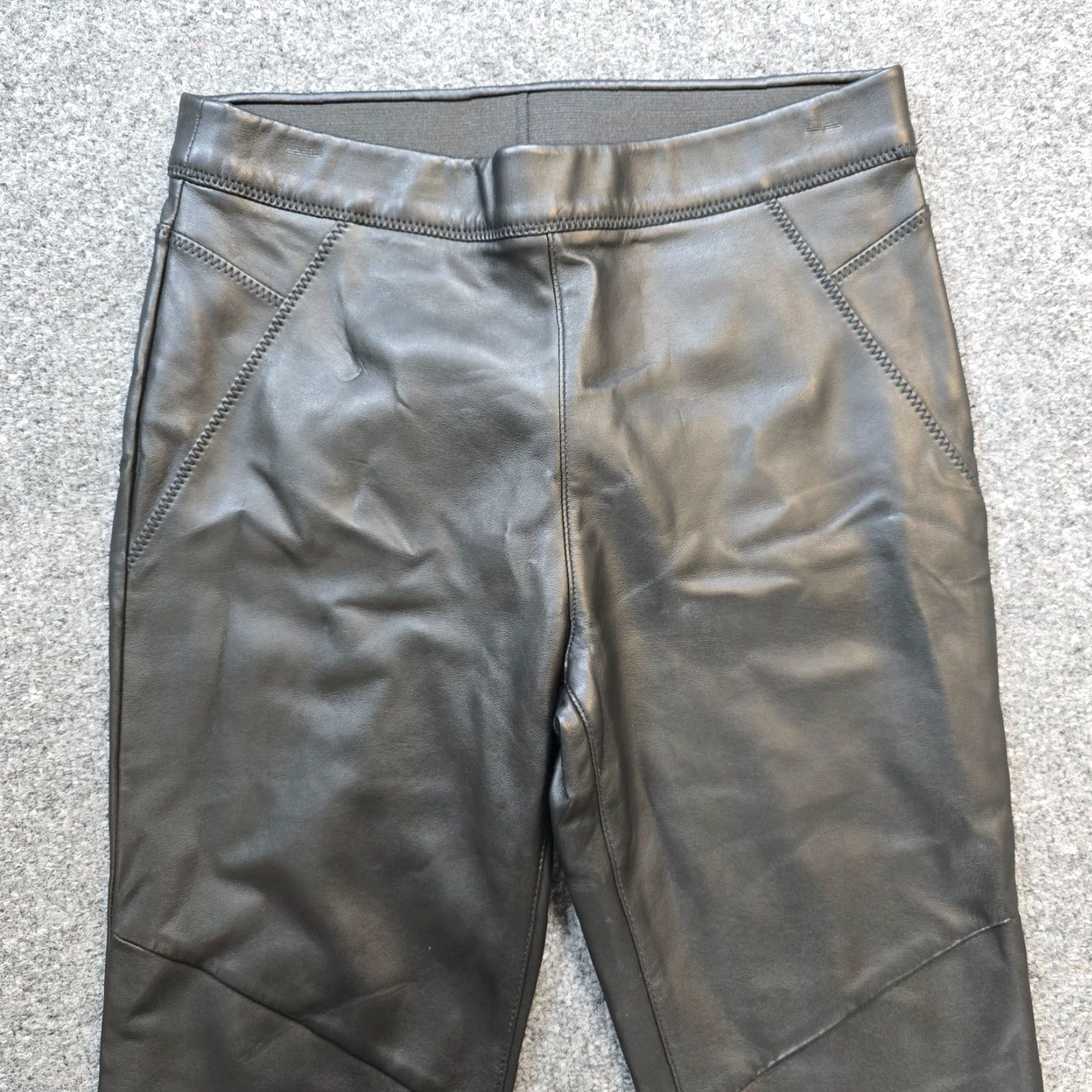 Free People VINTAGE Free People Pants Womens 25 Black Faux Leather Skinny Pull On Stretch Capsule Size 42" / US 20 - 2 Thumbnail