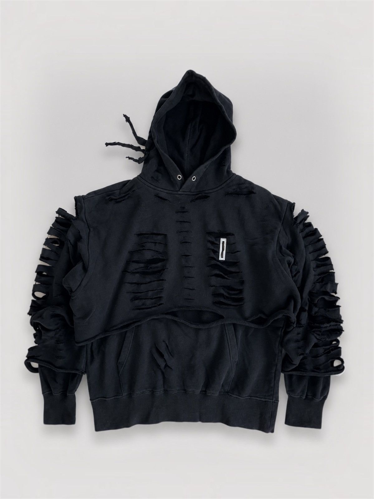 KMRii FULL BK Crazy Distressed Double Layer Japanese Style Hoodie Size US M / EU 48-50 / 2 - 1 Thumbnail