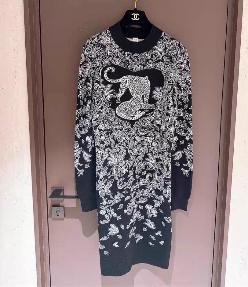 Hermes Hermès leopard jacquard wool cashmere knit dress 36 NWT Size XS / US 0-2 / IT 36-38 - 1 Thumbnail