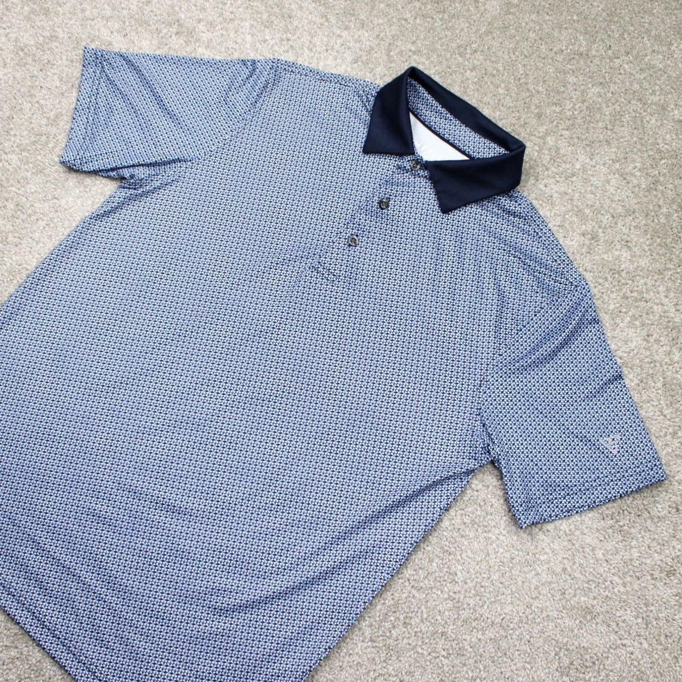 Vintage Maelreg Polo Shirt Mens Small Blue Geometric Stretch S/S Pullover Shirt/Pol o Size US S / EU 44-46 / 1 - 3 Thumbnail