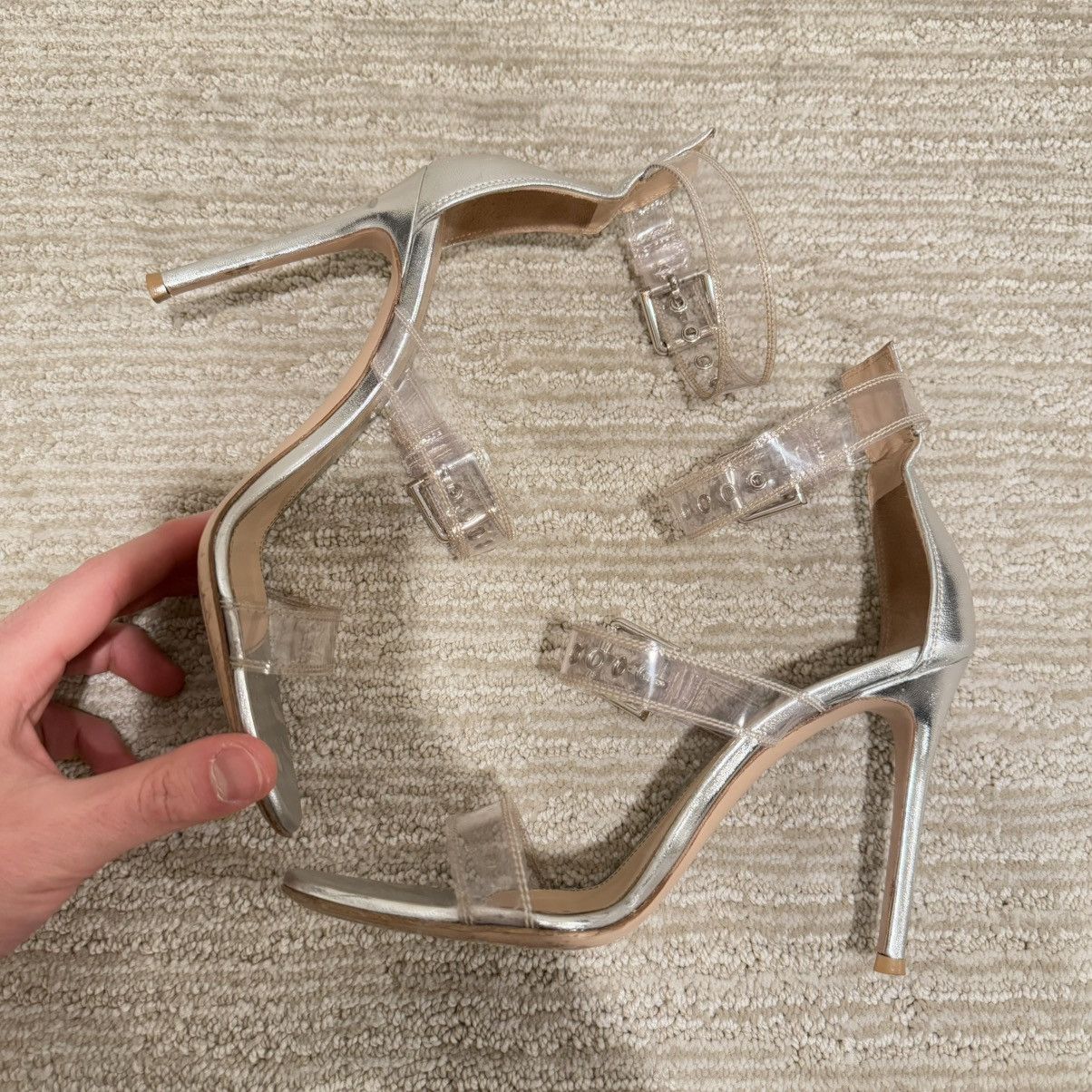 Gianvito Rossi Gianvito Rossi Gabby Plexi Sandals Clear PVC/Silver Leather Size US 7.5 / IT 37.5 - 5 Thumbnail
