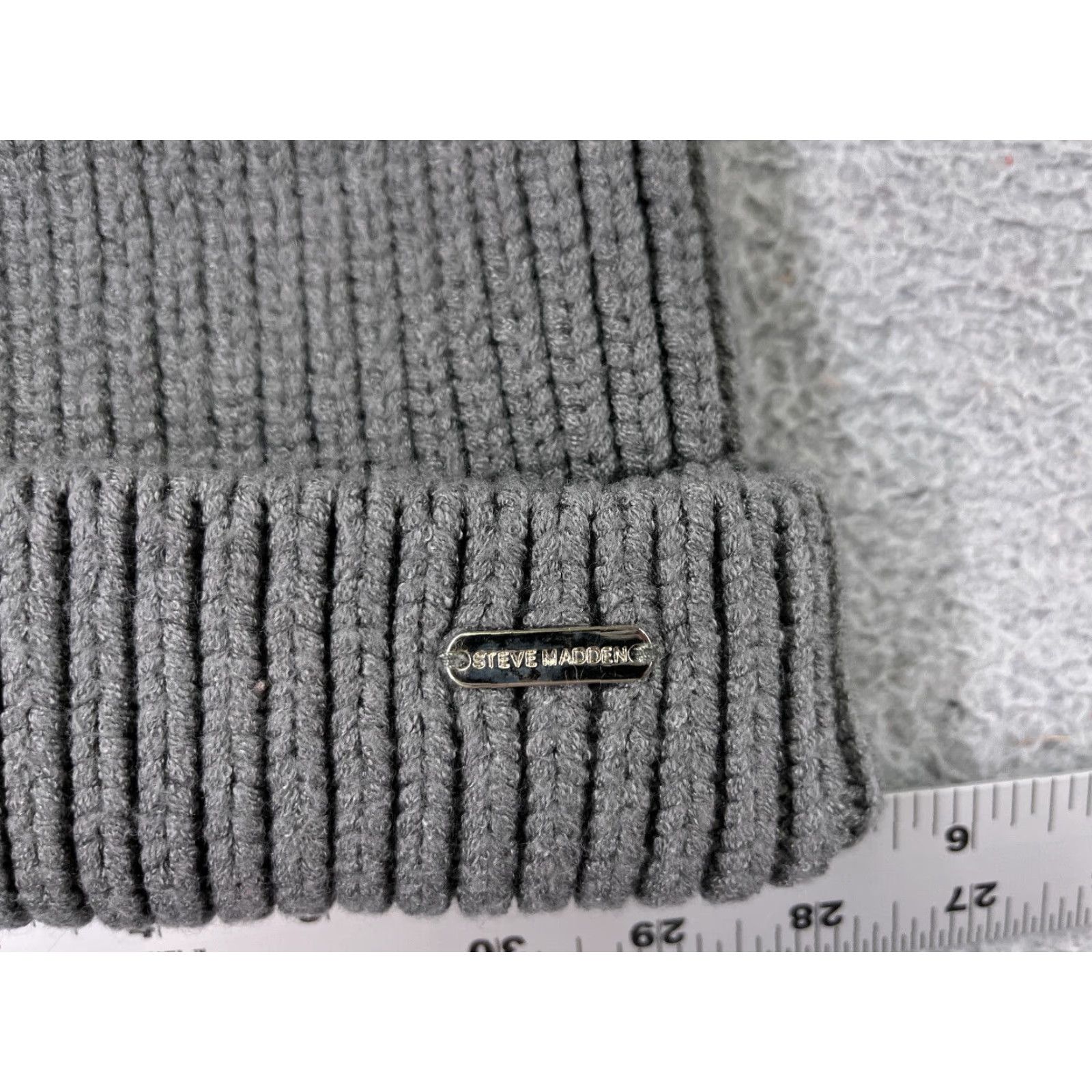 Steve Madden Steve Madden Beanie Womens One Size Gray Double Knit Ski Hat/Toque, Polyester, Viscose Blend, Knit, Fall Winter Size ONE SIZE - 2 Thumbnail