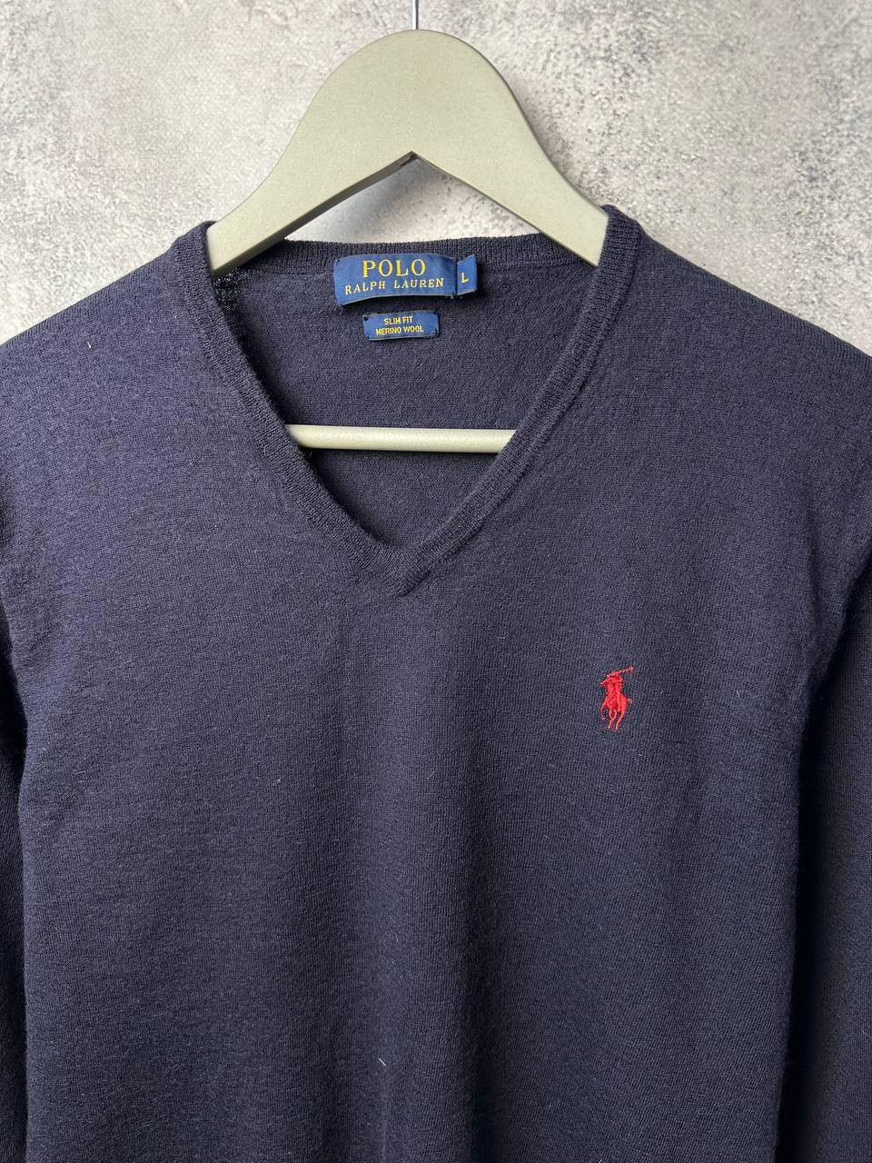 Polo Ralph Lauren Polo Ralph Lauren Merino Wool V-Neck Sweater Navy Blue Size US L / EU 52-54 / 3 - 5 Thumbnail