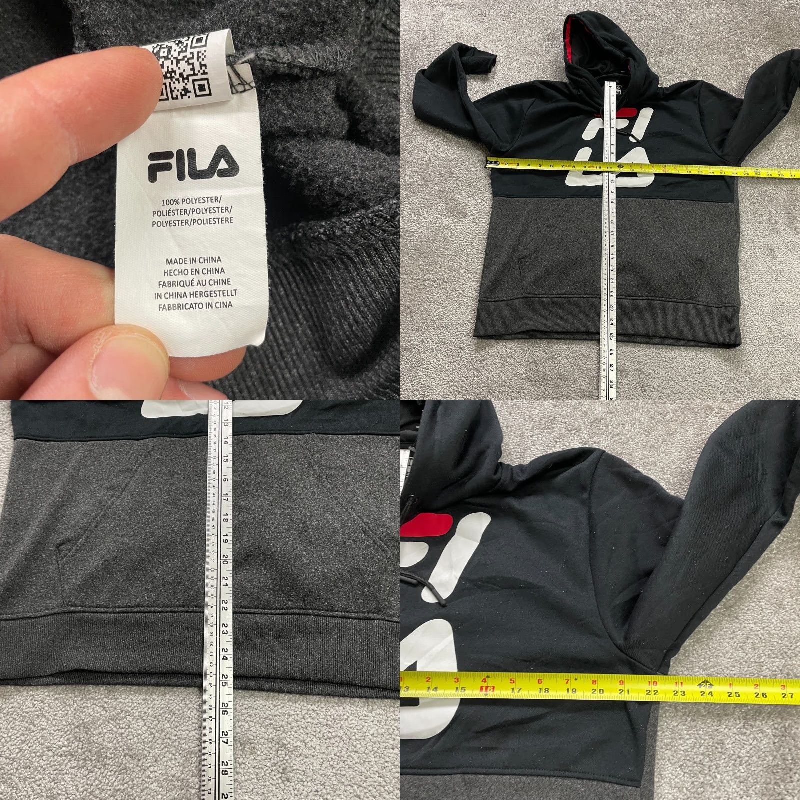 Fila FILA Hoodie Pullover Sweatshirt Mens Medium Black Gray Graphic Fleece Casual Size US M / EU 48-50 / 2 - 8 Thumbnail