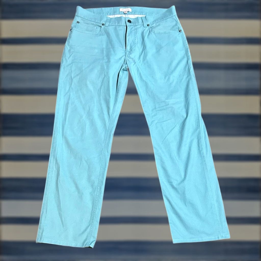 Peter Millar Peter Millar Pants Mens 33x34 Green Teal Performance Five Pocket Golf Slacks Mens Regular Straight Green 5 Pocket Peter Millar Crown Size US 33 - 1 Thumbnail