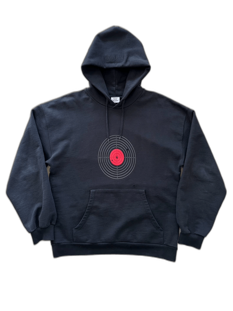 vetements black hoodie with target design
