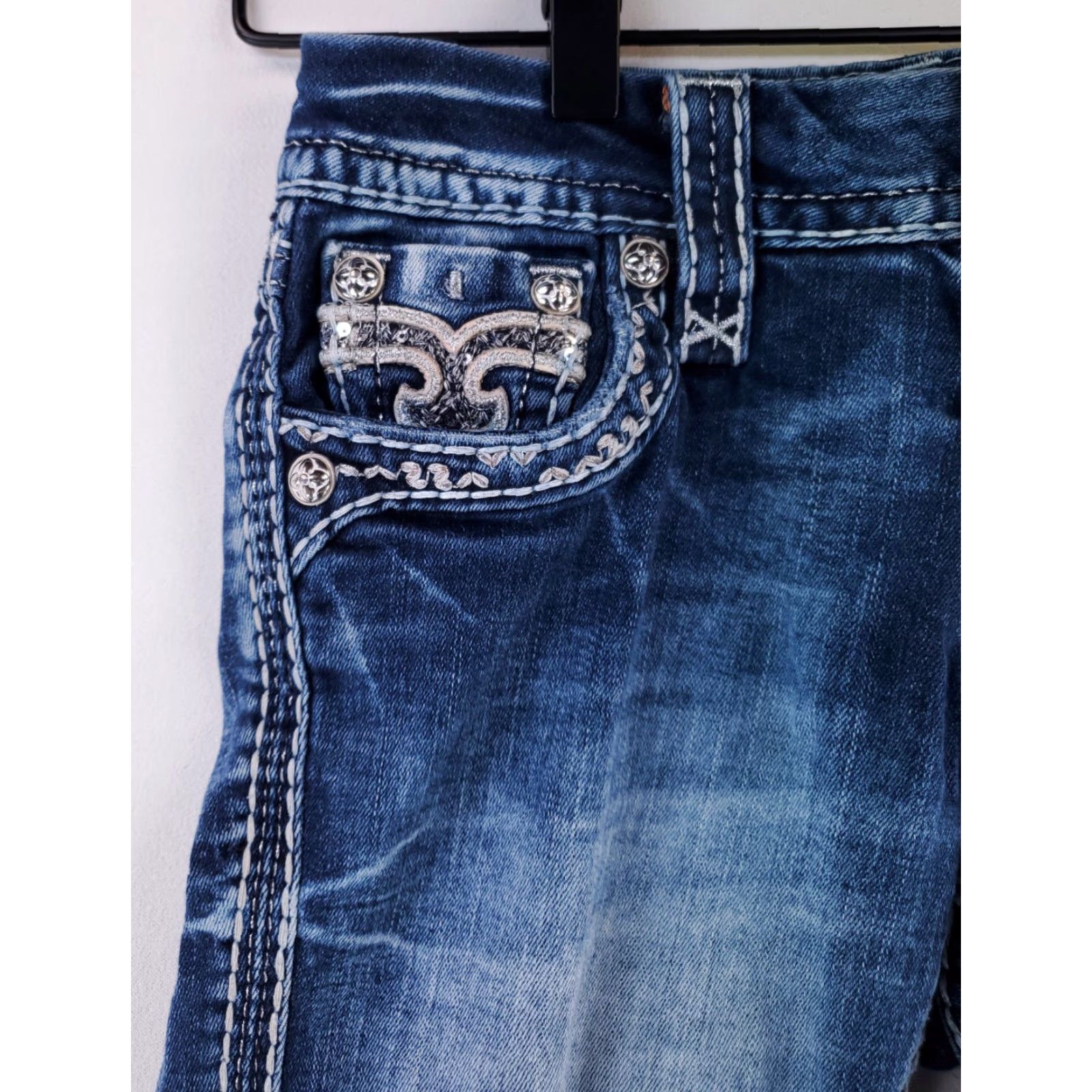 Vintage Rock Revival Jeans Cherilyn Blue Womens 27 Bootcut Midrise 30 Inseam 27 x 30 Actual 24? Size 27" / US 4 / IT 40 - 3 Thumbnail