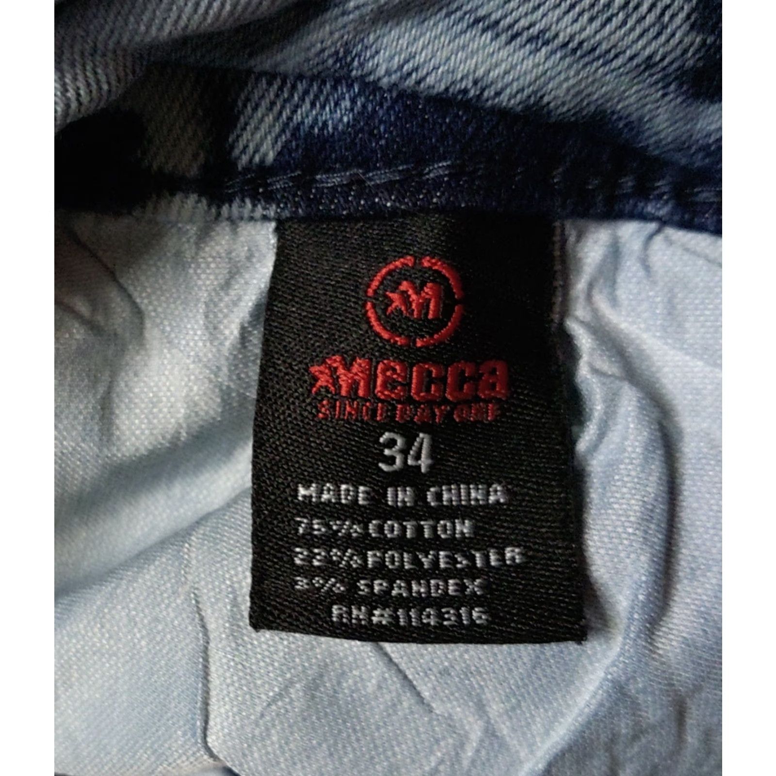 Vintage Mecca Jeans Slim 34x32 Acid Wash Denim 5-Pocket Button Zipper Stretch Fit Mens Blue Vintage 90s Hip Hop Biker Style Size US 34 / EU 50 - 6 Thumbnail