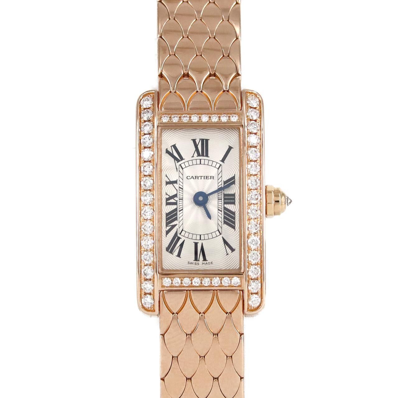 Cartier Cartier Mini Tank Américaine Au750 Calfskin Quartz WB710012 DUTY FREE for USA