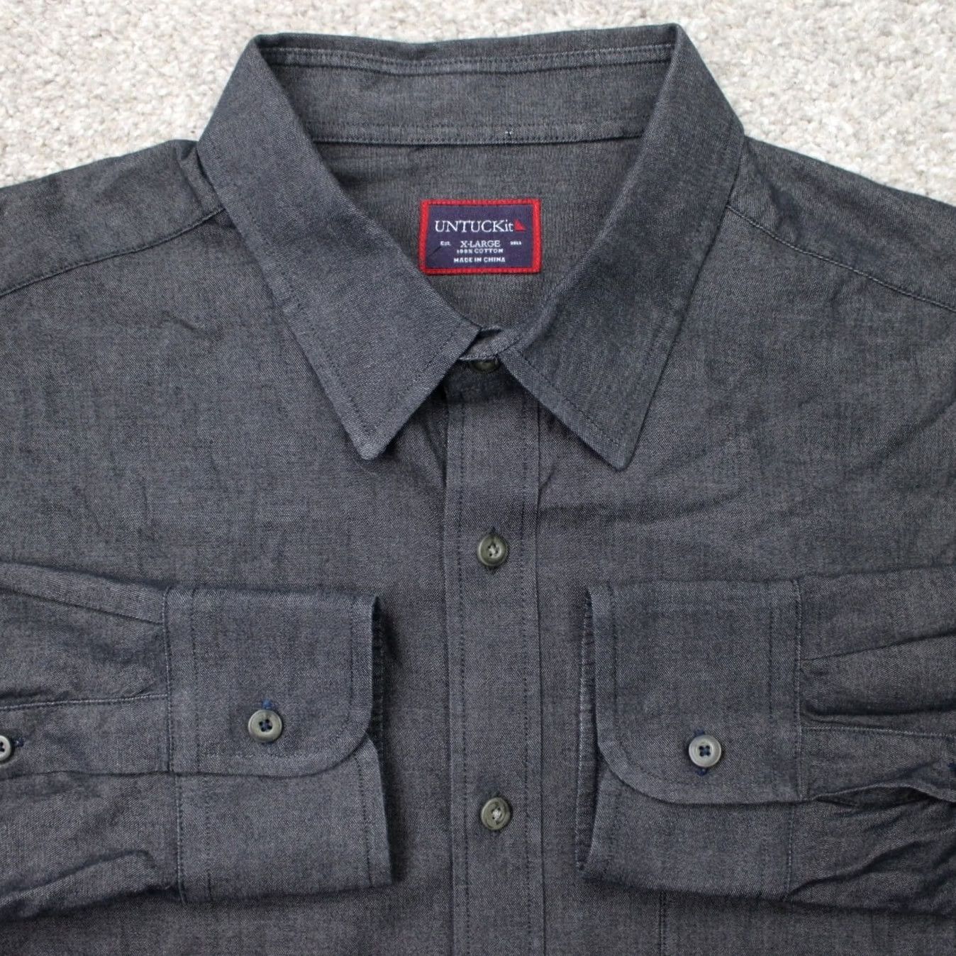 UNTUCKit UNTUCKit Shirt Mens XL Gray Long Sleeve Button Up Casual Preppy Cotton Size US XL / EU 56 / 4 - 2 Thumbnail