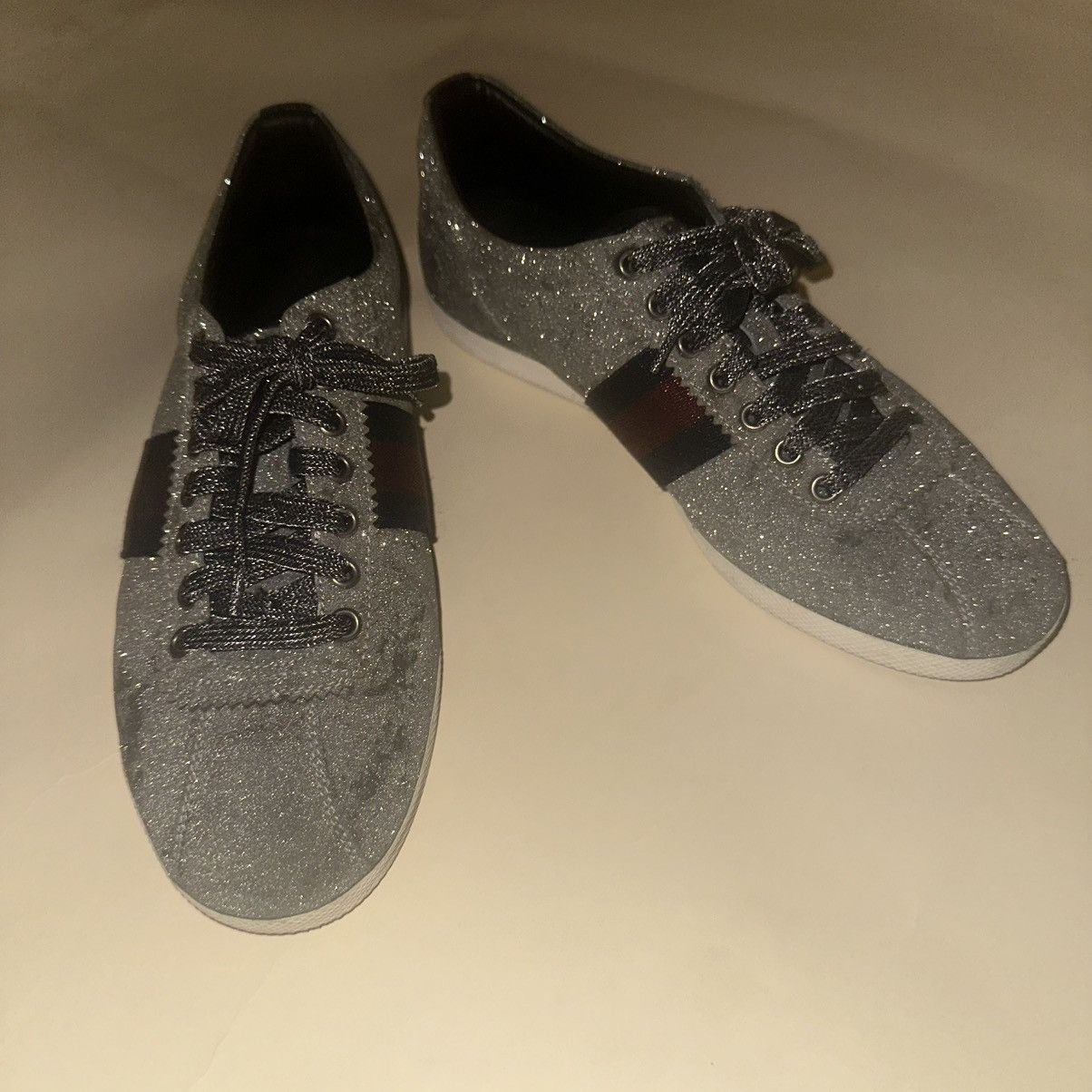 Gucci Gucci Silver Glitter Sparkle Crystal Sneakers 8 9.5 10 9 Size US 9.5 / EU 42-43 - 2 Thumbnail