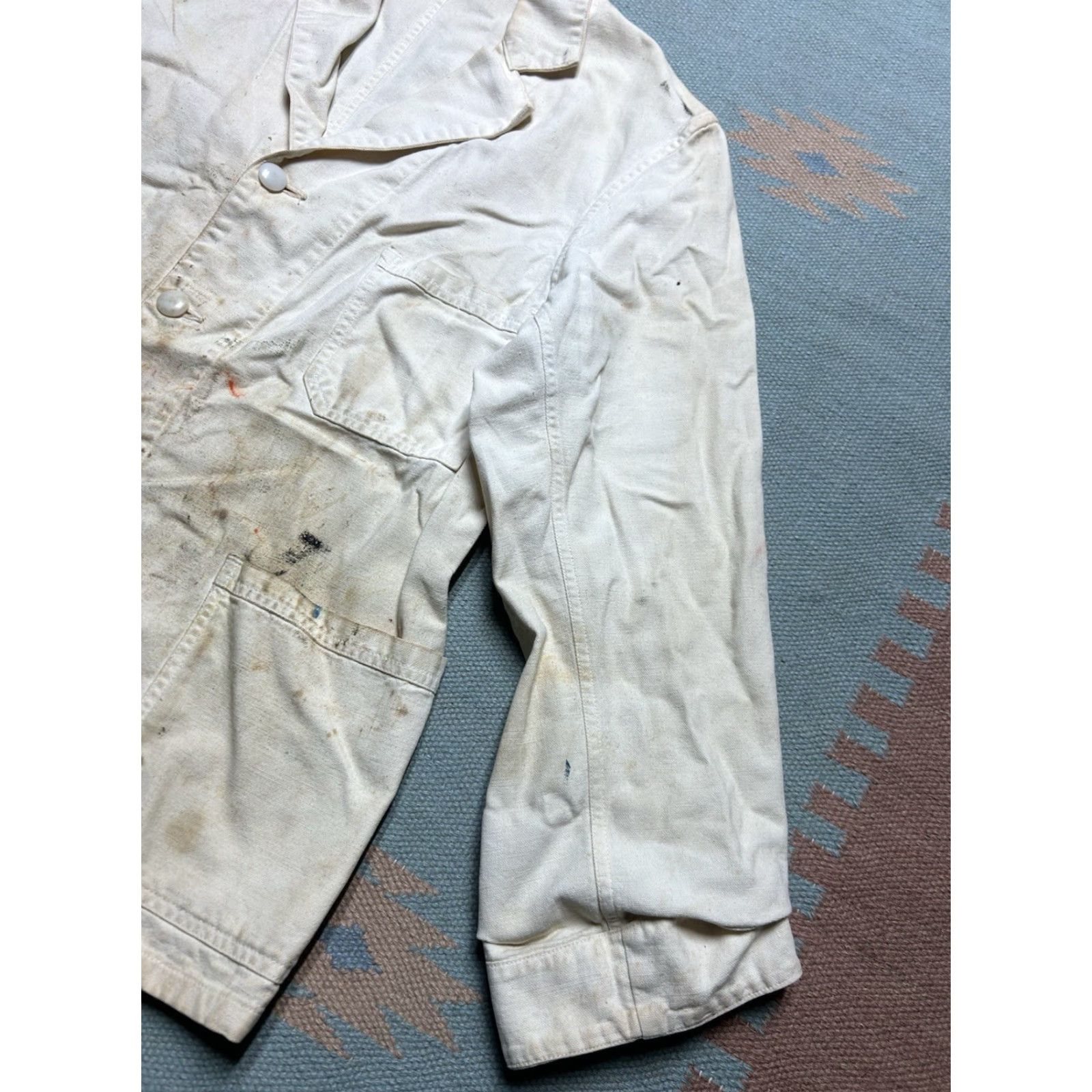 Vintage VINTAGE Chore Coat Jacket Kuttnauer Detroit White Canvas 42 M Mens Size US XS / EU 42 / 0 - 3 Thumbnail
