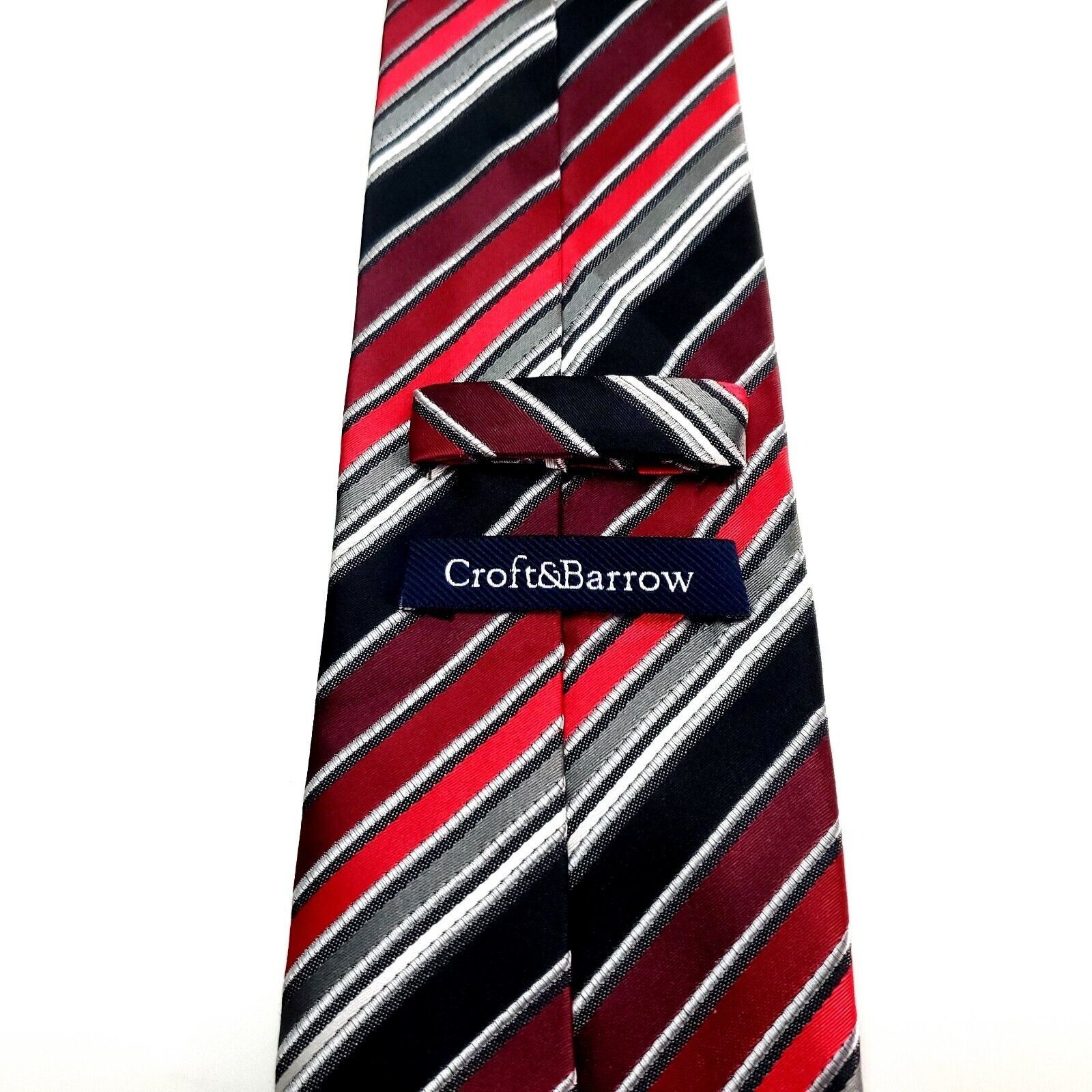 Croft & Barrow Croft & Barrow Polyester Tie Red Black Striped Size ONE SIZE - 3 Thumbnail
