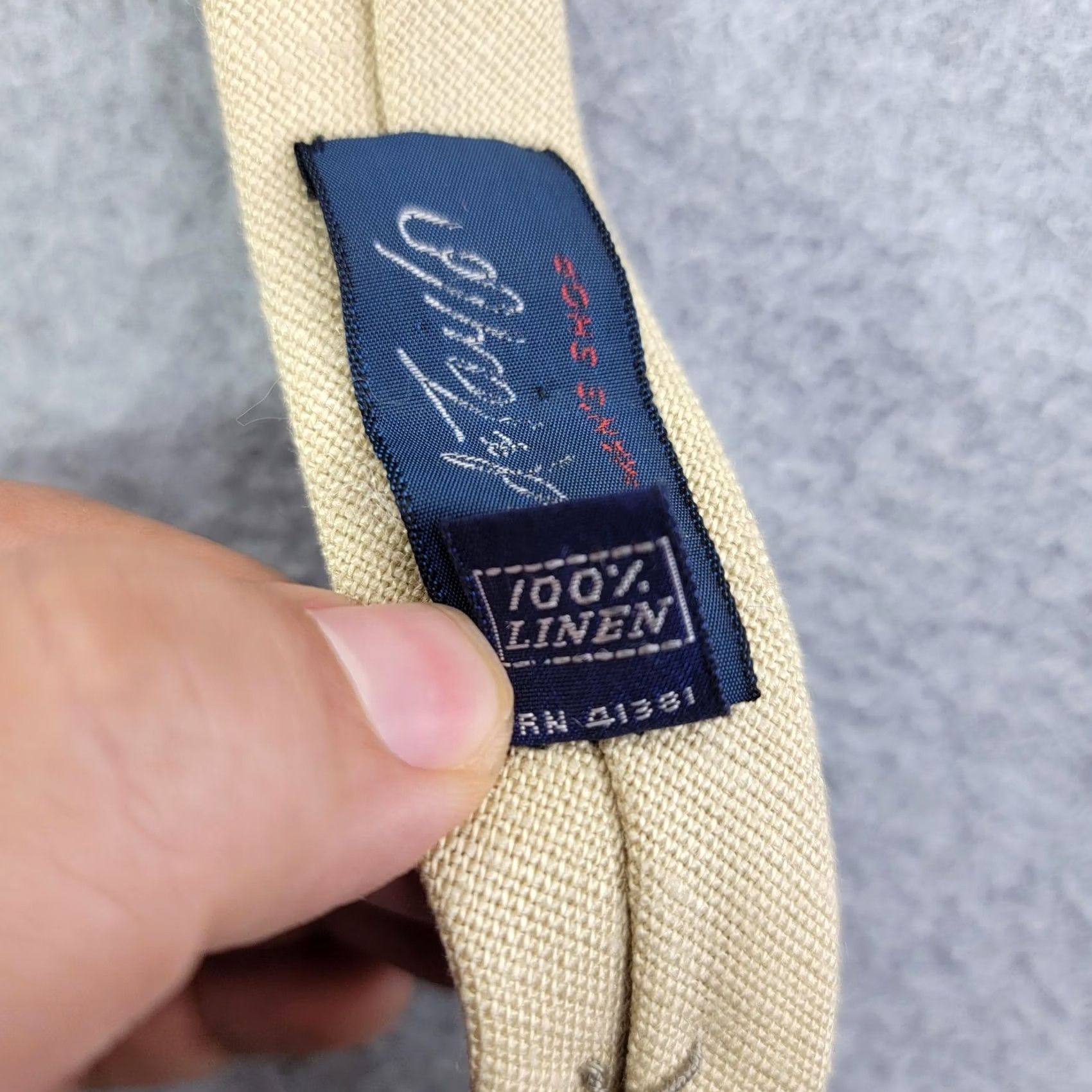 Polo Ralph Lauren Polo By Ralph Lauren Tie Mens One Size Beige Linen Skinny Slim Embroidered Logo Size US M / EU 48-50 / 2 - 4 Thumbnail