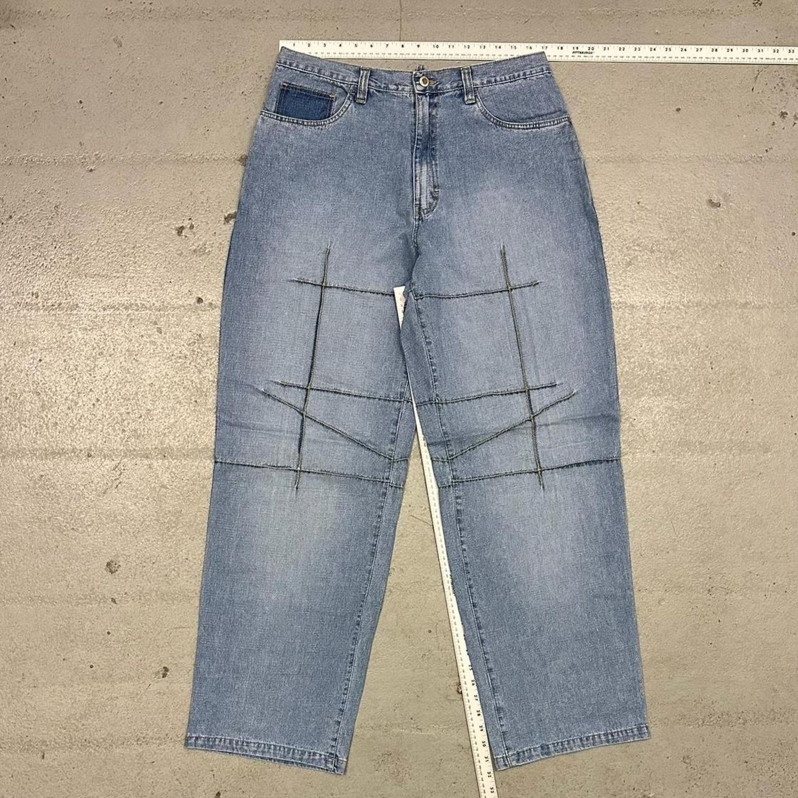 Vintage Vintage baggy y2k xclusive light blue unique embroidered Size US 36 / EU 52 - 3 Thumbnail