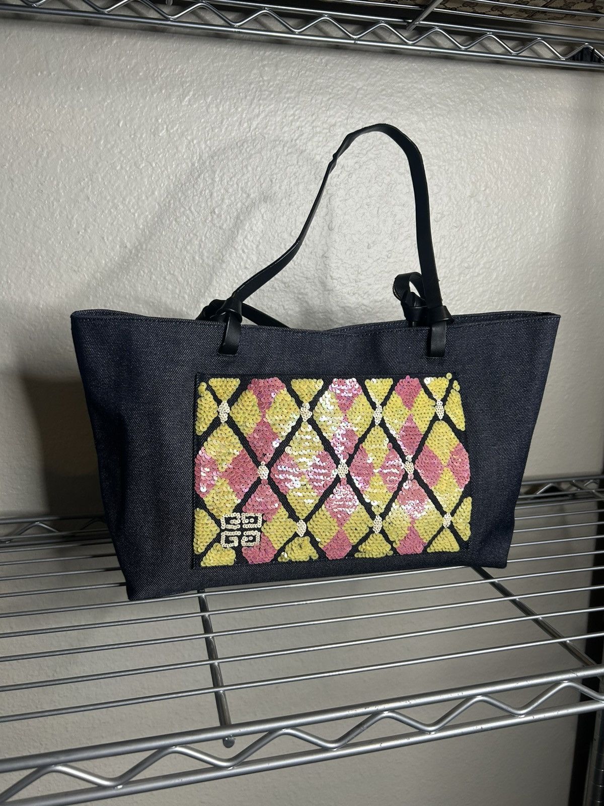 Givenchy Givenchy Denim Tote Bag with Pink and Yellow Sequin Size ONE SIZE - 2 Thumbnail