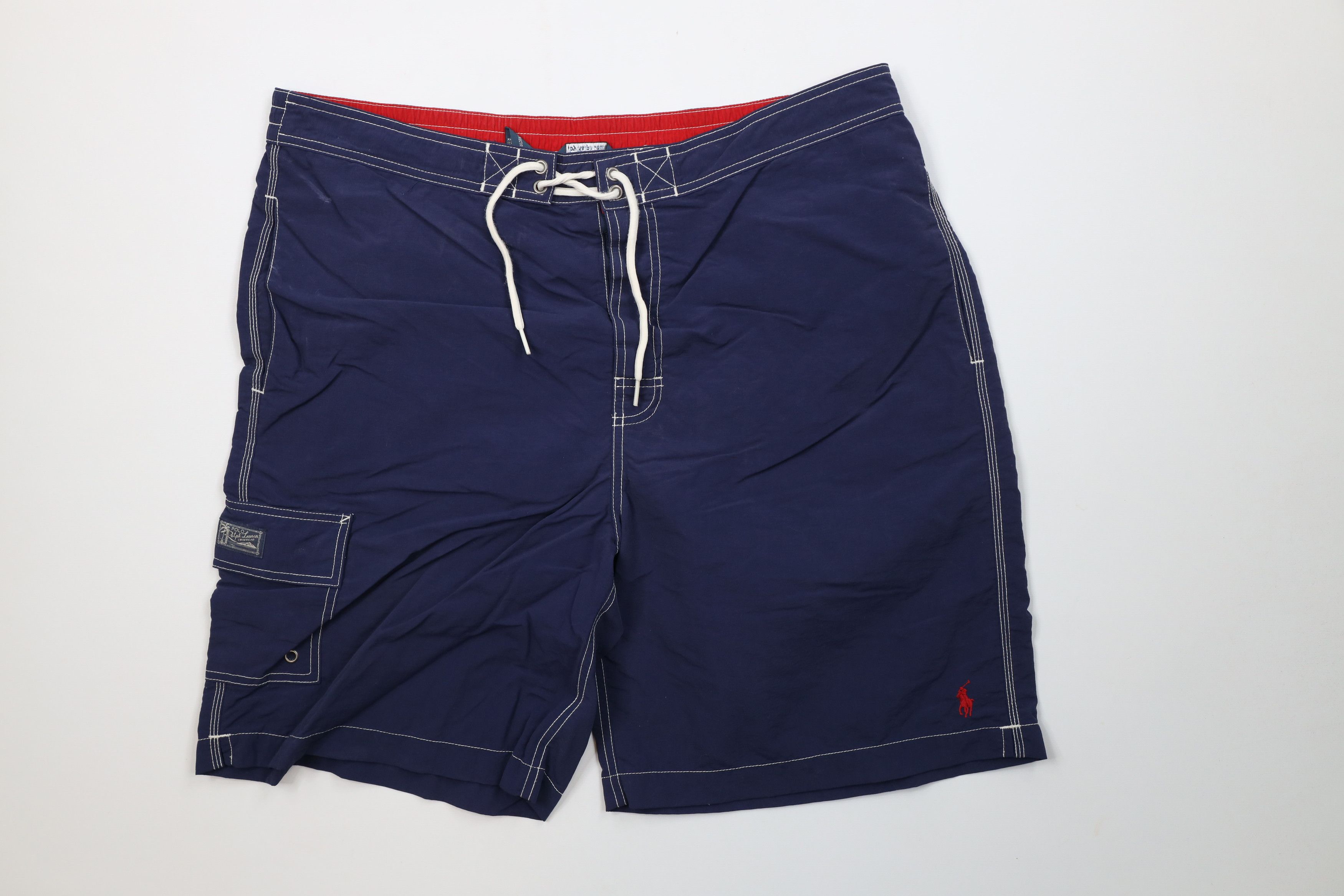 Ralph Lauren Vintage 90s Ralph Lauren Spell Out Lined Swim Trunks Shorts Size US 36 / EU 52 - 1 Thumbnail