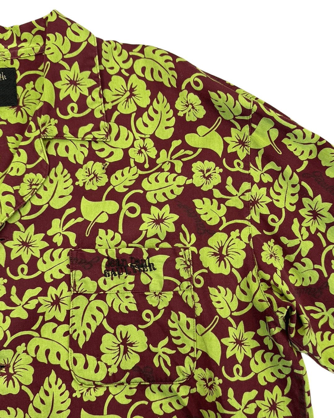 Jean Paul Gaultier Jean Paul Gaultier 1990s Leaves Printed Open Collar Shirt Size US L / EU 52-54 / 3 - 6 Thumbnail