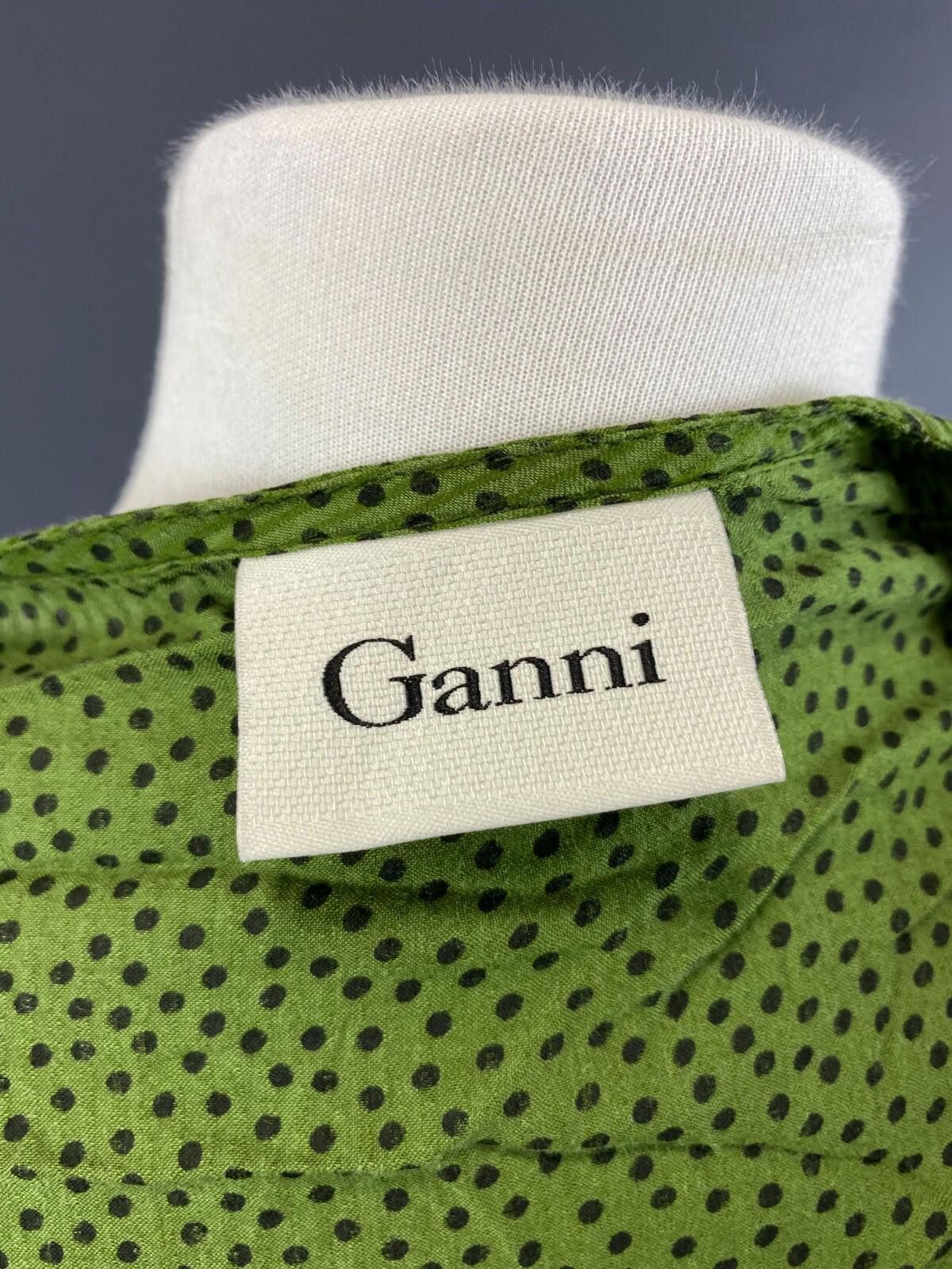 Gianni Valentino Ganni Green Dotty Short Sleeve V-Neck Peged Dress Size M Size M / US 6-8 / IT 42-44 - 11 Thumbnail