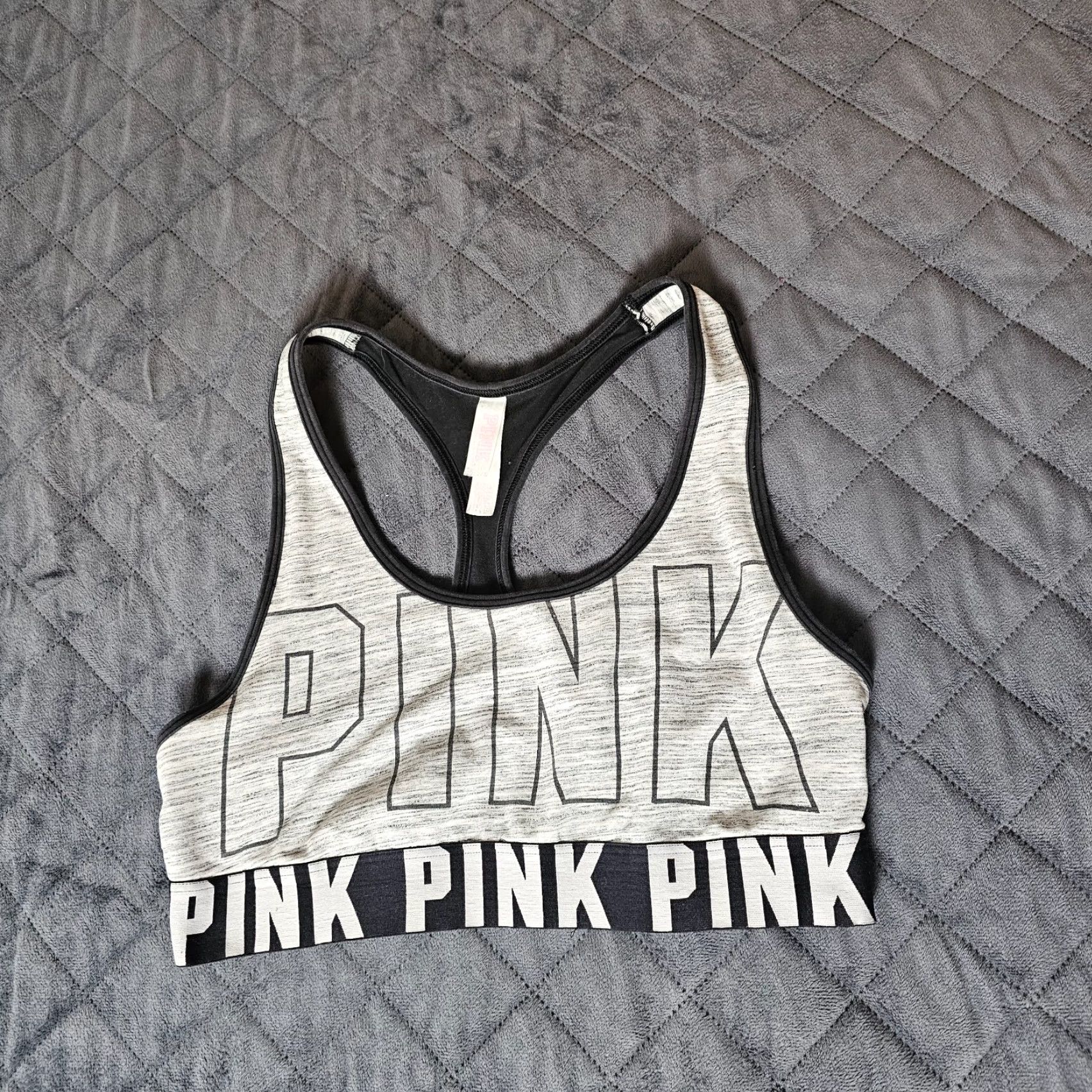 Victoria's Secret Victoria’s Secret PINK Ultimate Black & Gray Wireles Sports Bra Racerback M Size ONE SIZE - 6 Thumbnail