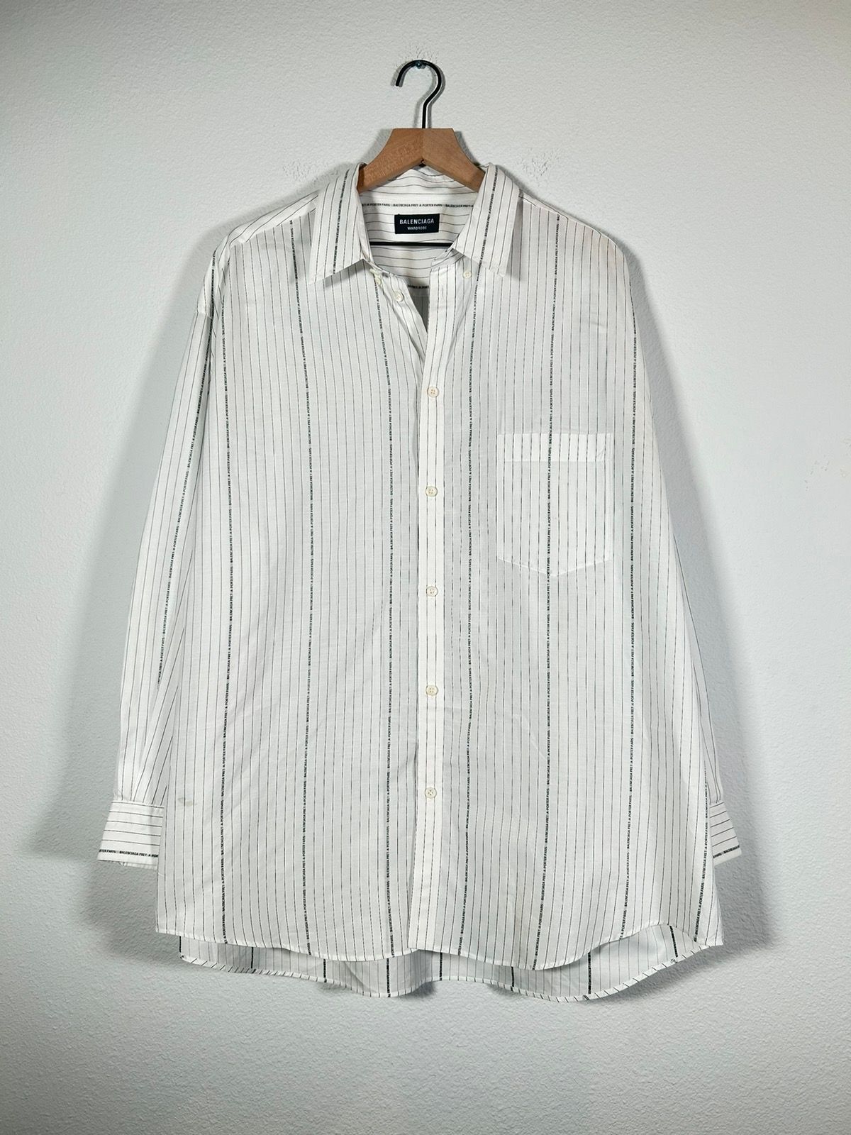 Pre-owned Balenciaga Ss23 Type Print Oversized Button Up In White