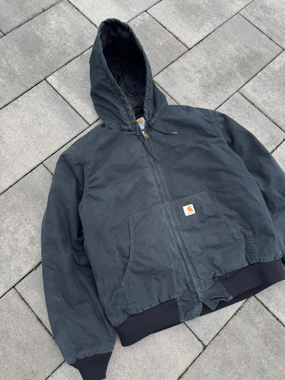 Carhartt × Vintage Carhartt Active Jacket Navy Washed Distressed Baggy Vintage Size US L / EU 52-54 / 3 - 2 Thumbnail