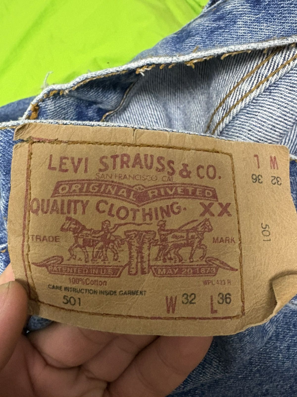 Levi's Vintage Clothing Levi’s 501 USA Made Vintage Denim W32 L36 Classic Fit Size US 32 / EU 48 - 4 Thumbnail