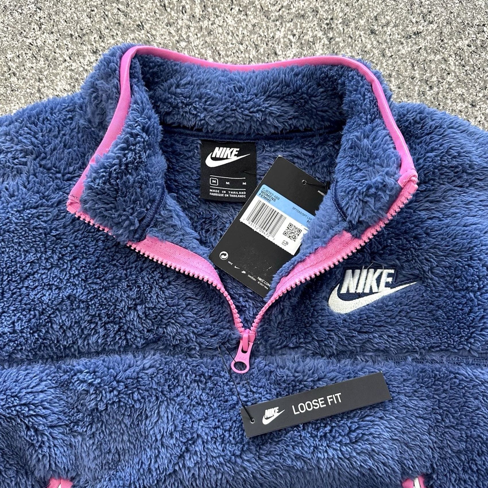 Nike Nike Women's Sweatshirt Pullover 1/4 Zip Fleece Blue M Sherpa Vintage CJ6282 Size M / US 6-8 / IT 42-44 - 3 Thumbnail