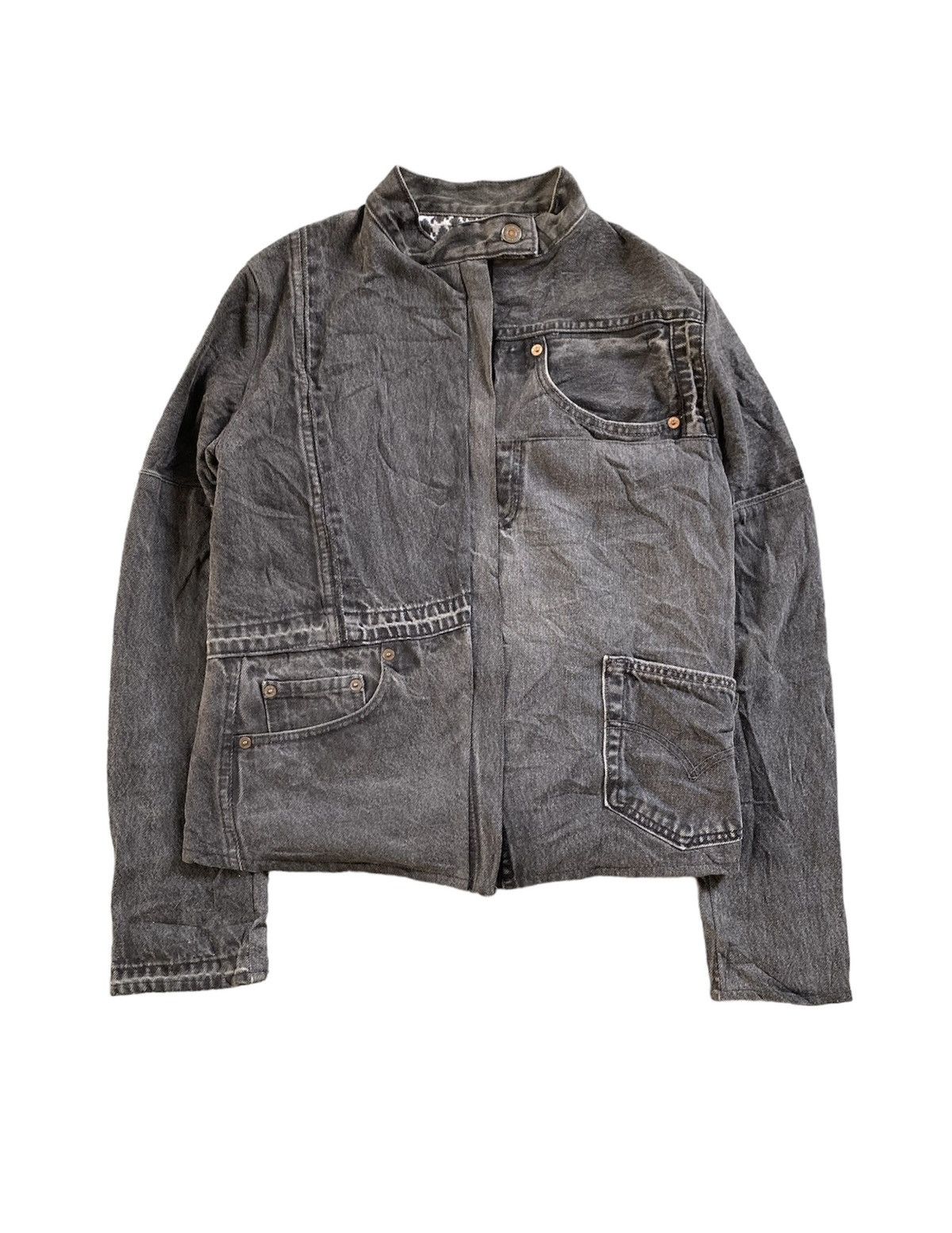 image of Nepenthes New York x Yasuyuki Ishii VTG Cut And Rebuild Levis Ink Japan Waldes Zipper in Grey (Size