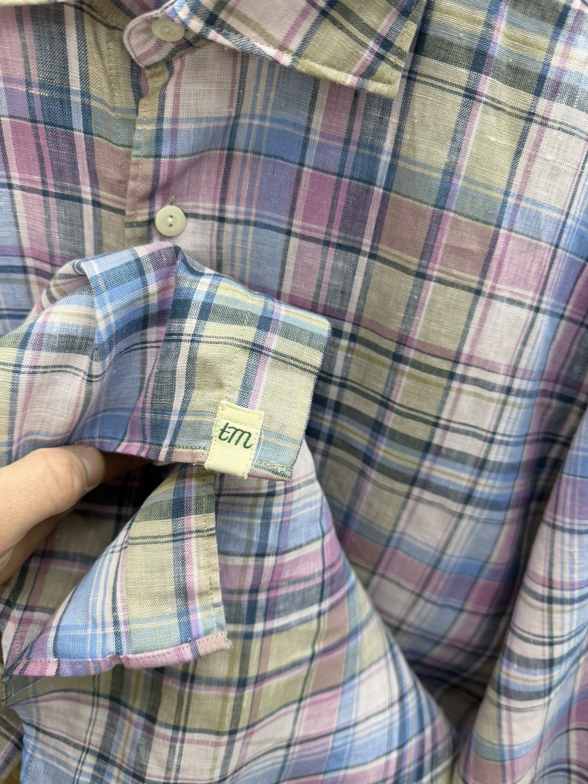 Tintoria Mattei Tintoria Mattei 954 100% Linen Plaid Shirt Size 41 16 Size US L / EU 52-54 / 3 - 10 Thumbnail