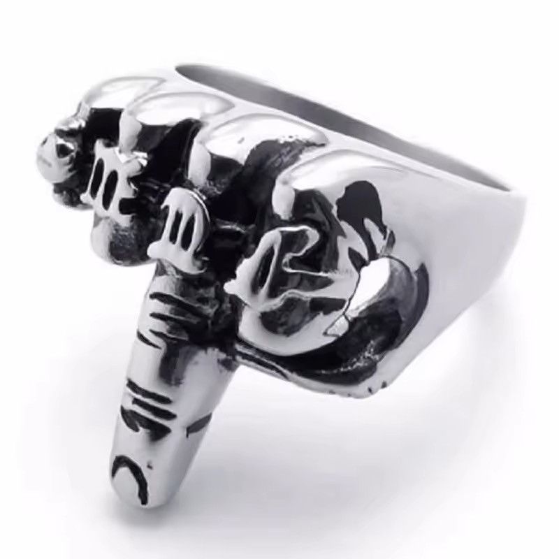 Jewelry × Vintage Fuck Off Middle Finger Ring Silver Punk Rock Jewelry Rings Size ONE SIZE - 2 Thumbnail