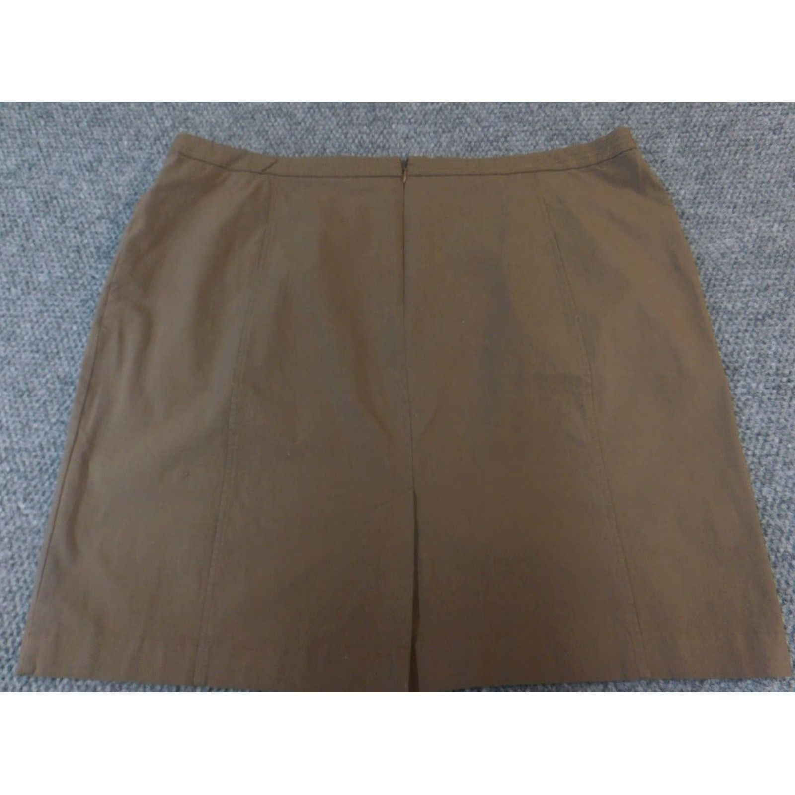 Vintage 89th & Madison Skirt Womens 24W Plus Brown mid A-Line Knee Length Zip Zipper Knit Cotton Wool Polyester Size 42" / US 20 - 7 Thumbnail