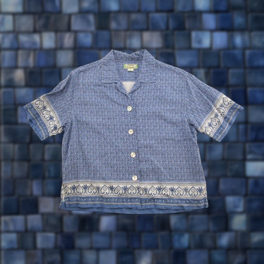 Tommy Bahama VINTAGE Womens Tommy Bahama Silk Geometric Hawaiian Short Sleeve Button Shirt XS Size XS / US 0-2 / IT 36-38 - 1 Thumbnail