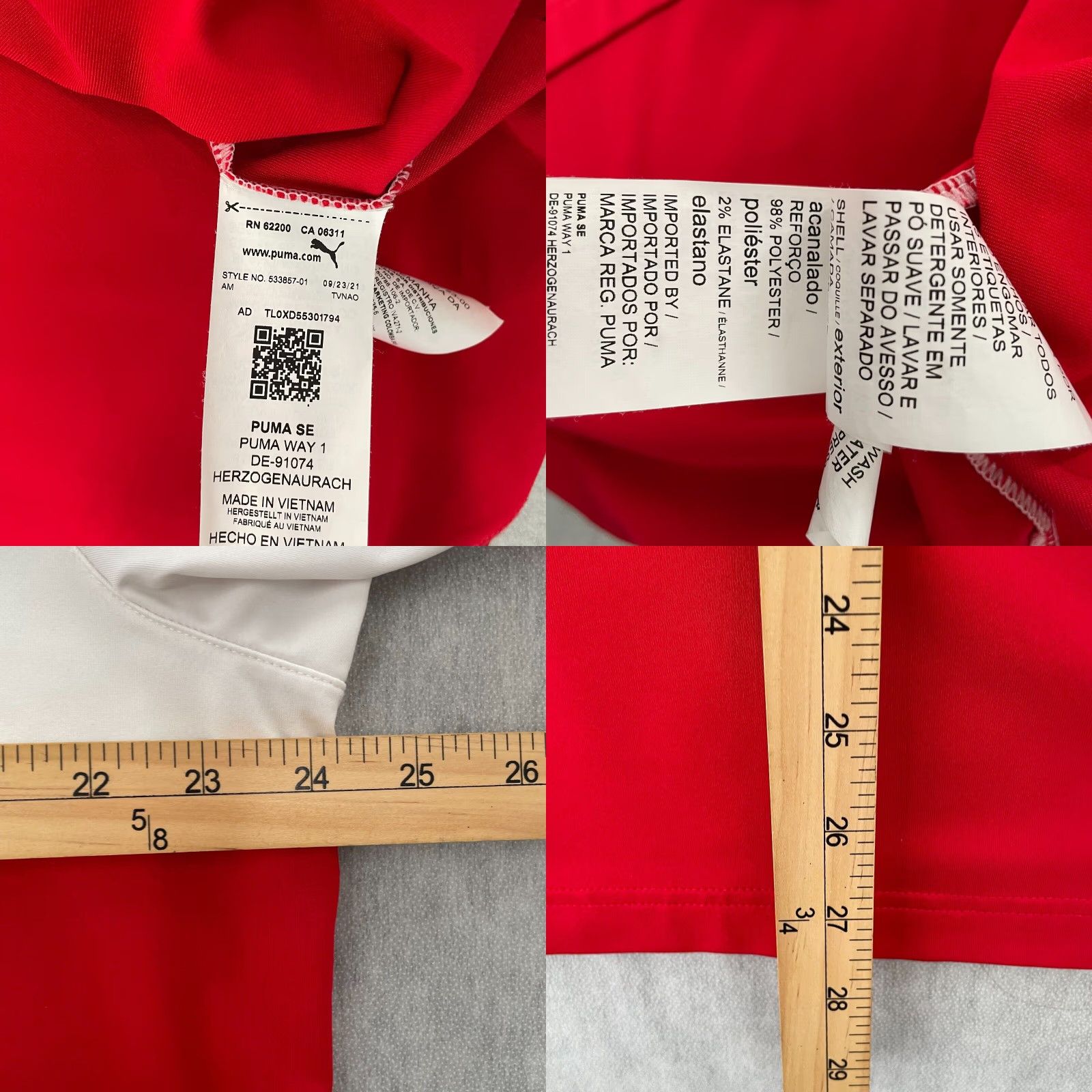 Puma PUMA Golf Polo Shirt Adult XL Red White Blue Colorblock Short Sleeve Logo Activewear Mens Size US XL / EU 56 / 4 - 8 Thumbnail