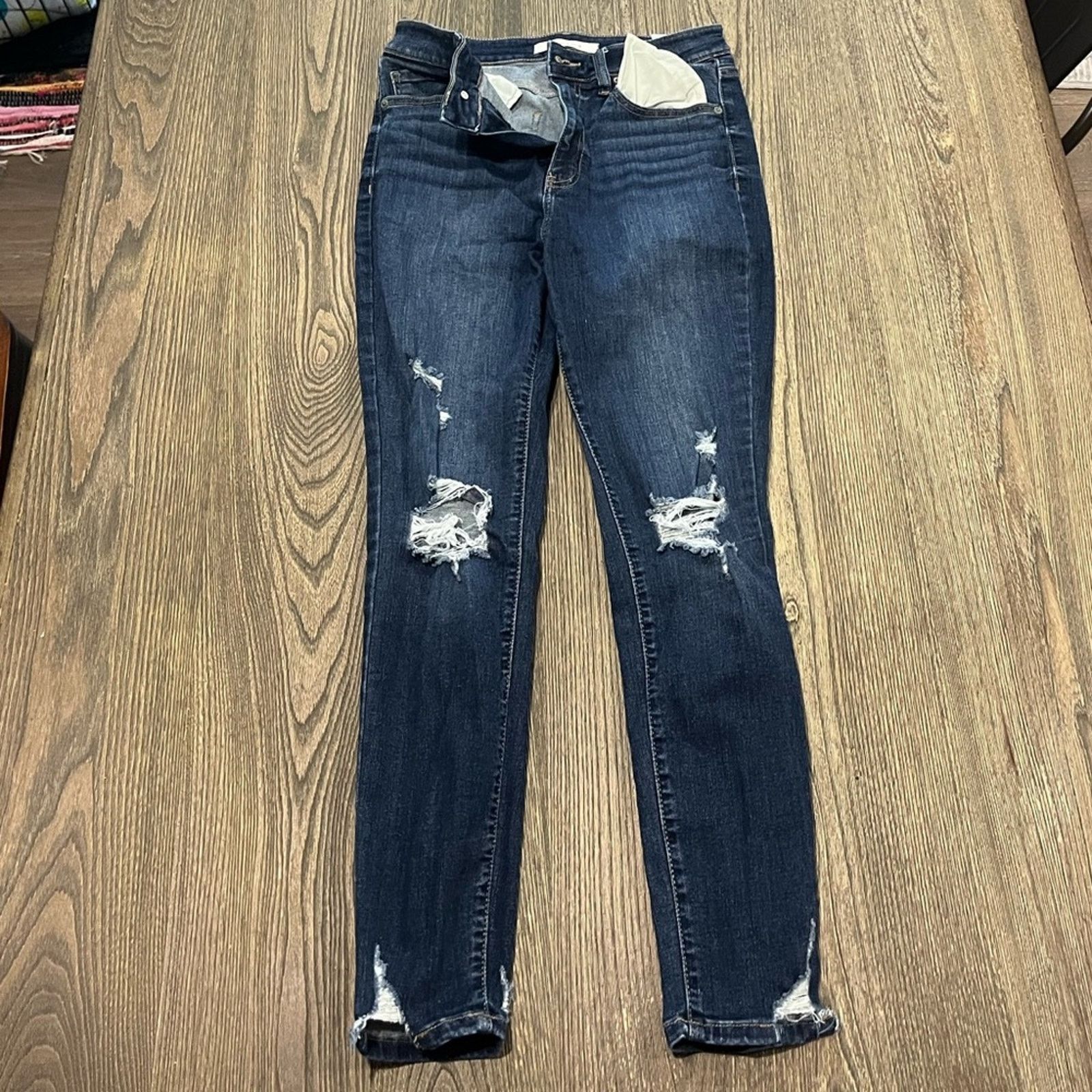 Vintage Cunina Super High Rise Ankle Skinny Jeans Distressed Size 7 Size 28" / US 6 / IT 42 - 1 Thumbnail