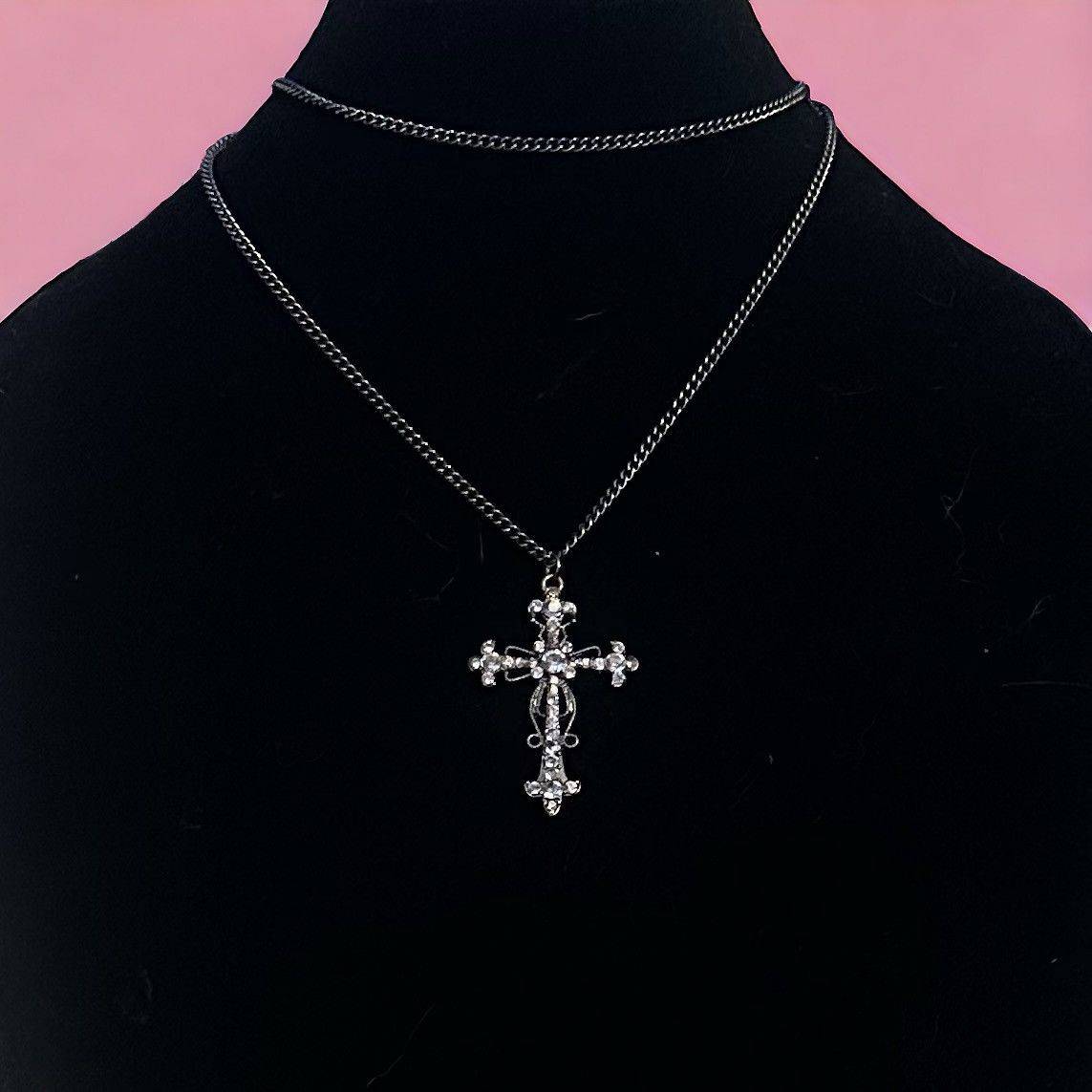 Other Gunmetal rhinestone cross pendant necklace Size ONE SIZE - 1 Thumbnail