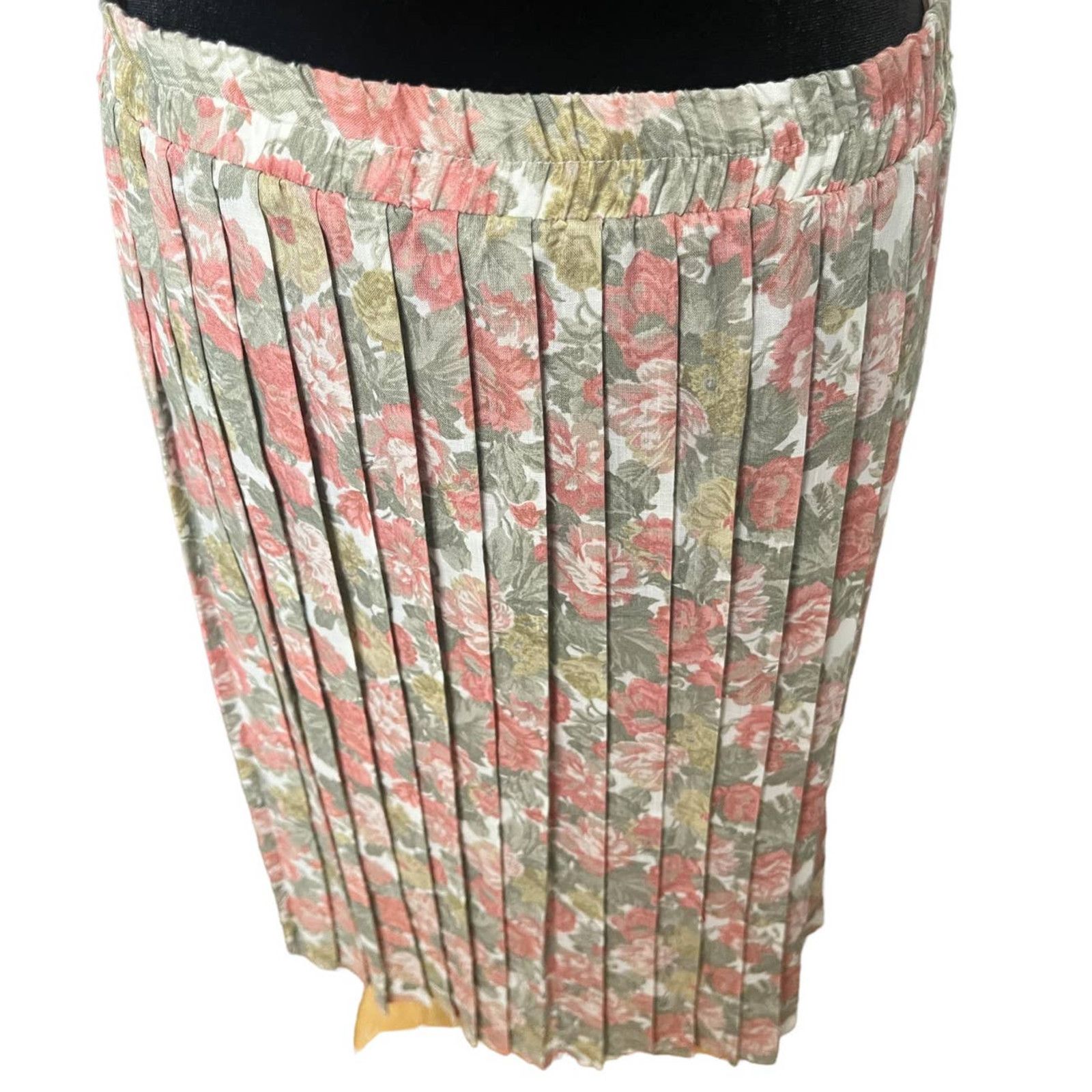 Vintage Vintage 80s Pink White Floral Pleated Top Skirt Set 14 Large Size 36" / US 14 / IT 50 - 3 Thumbnail