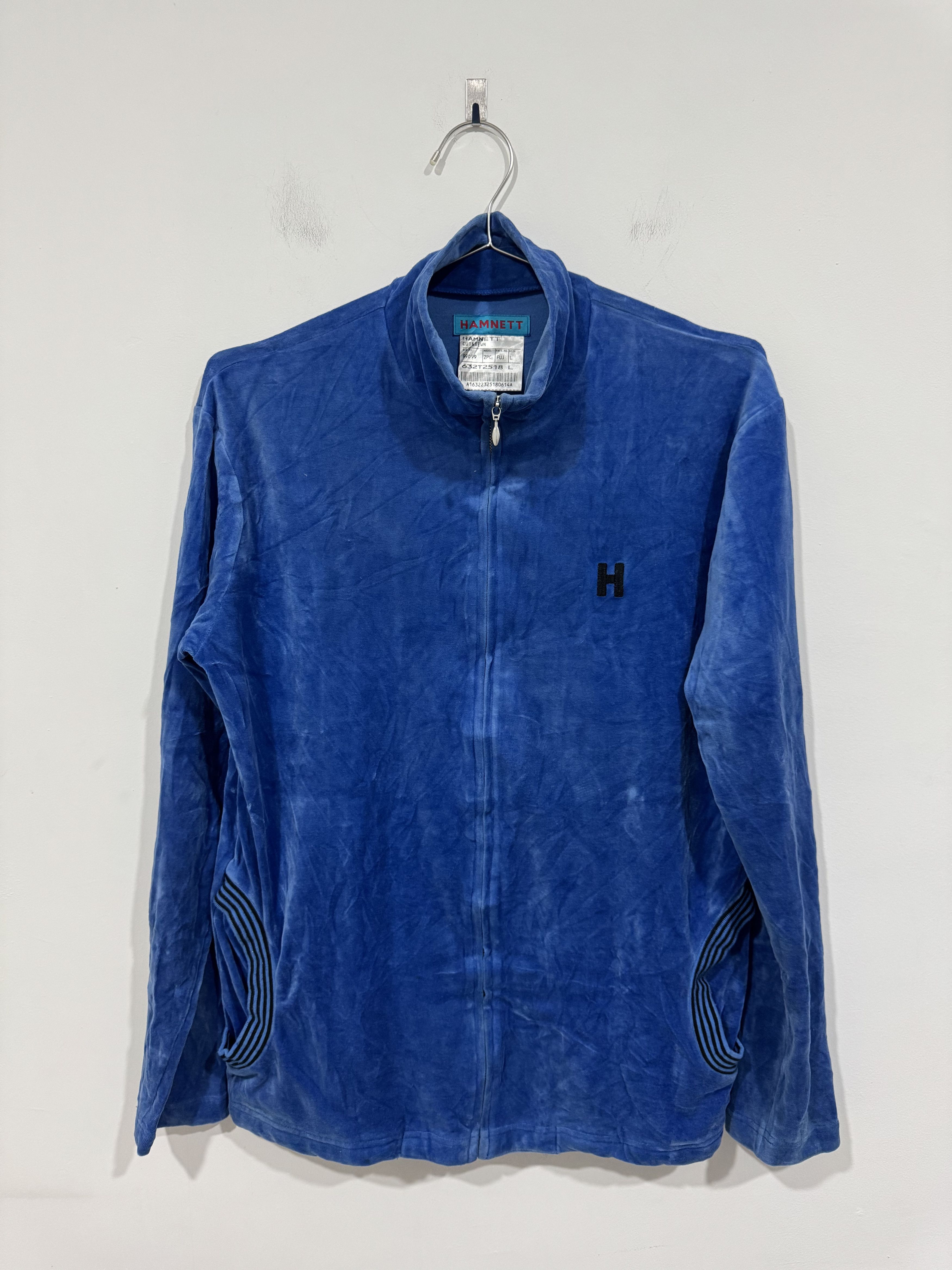 Katharine Hamnett London Hamnett Velvet Blue Tracktop Size US L / EU 52-54 / 3 - 1 Thumbnail