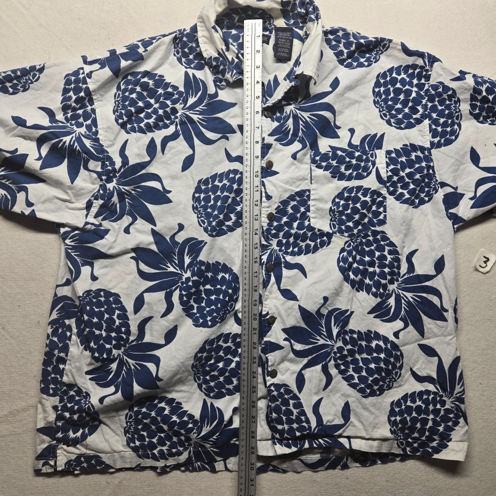 Faded Glory Faded Glory Shirt Short Sleeve White Blue Pineapple Hawaiian Adult Mens 3XL Multicolor Button-Up Casual 90s Hawaiian Theme Mens Size US XXL / EU 58 / 5 - 7 Thumbnail