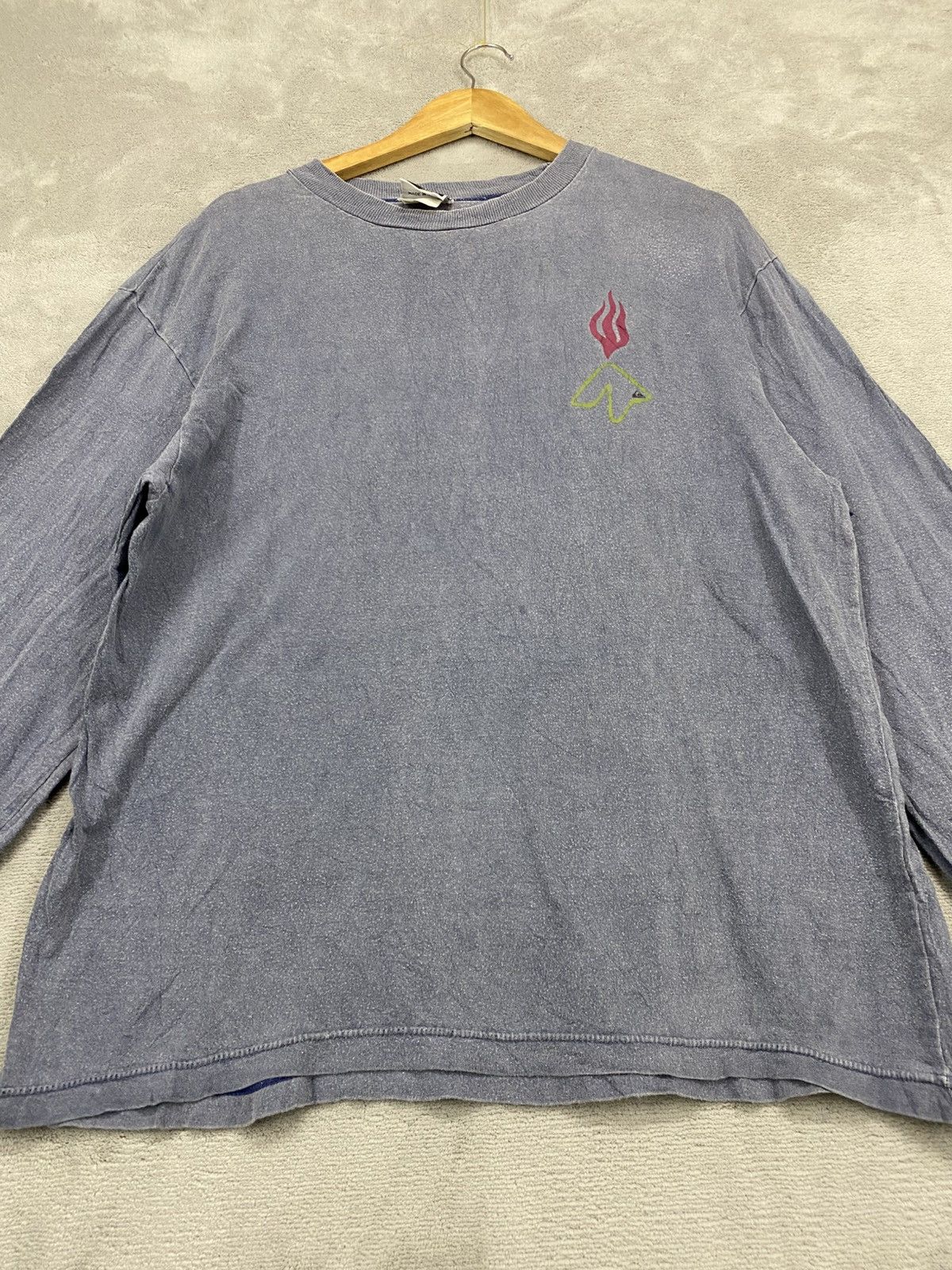 Quiksilver RaRe💥TRASHED FADED VINTAGE QUIKSILVER FIRE LOGO LONG SLEEVE Size US L / EU 52-54 / 3 - 11 Thumbnail