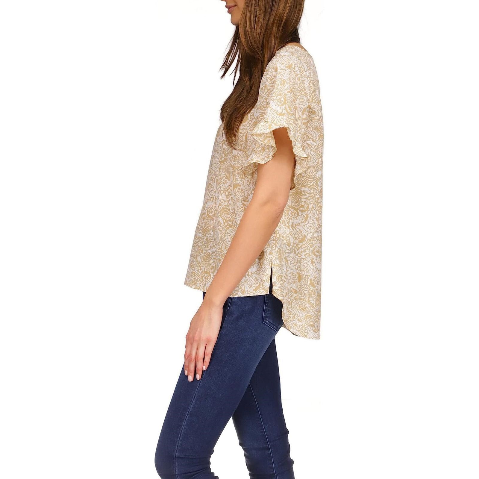 Michael Kors Michael Kors Women Beige Paisley Sleeve Casual Top Size S Size S / US 4 / IT 40 - 2 Thumbnail