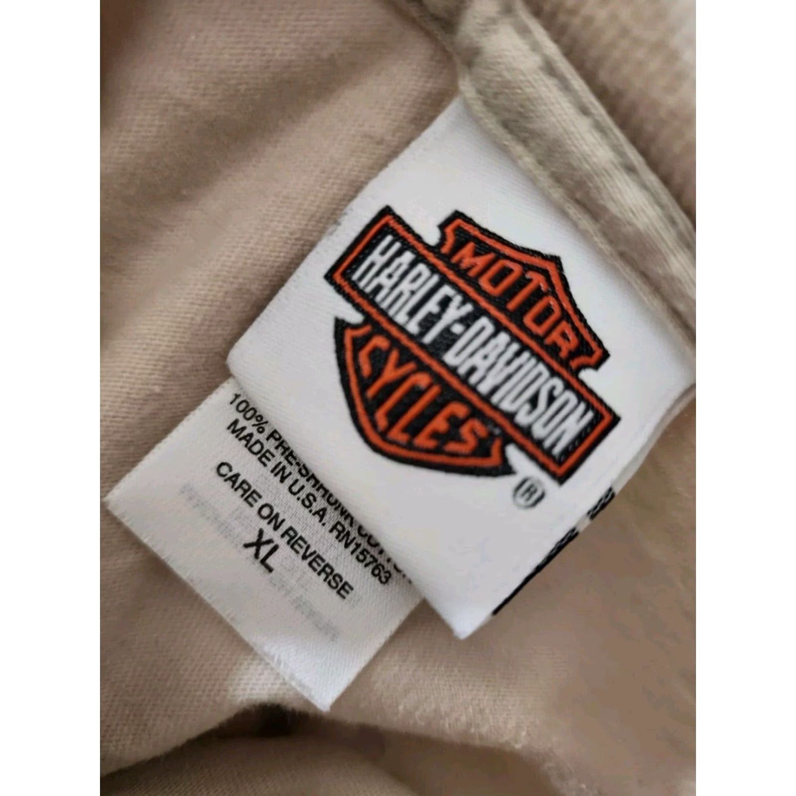 Harley Davidson Harley-Davidson T-Shirt Mens XL Double-Sided Smoky Mountains TN Graphic Tee Beige 100% Cotton Crew Neck Short Sleeve Size US XL / EU 56 / 4 - 5 Thumbnail