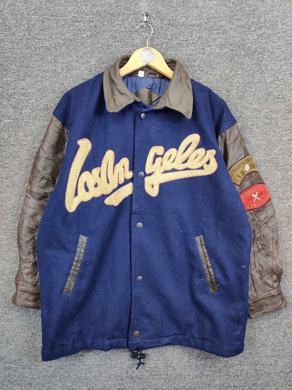Vintage Authentic American Los Angeles Wool Varsity Leather Jacket Size US L / EU 52-54 / 3 - 1 Thumbnail