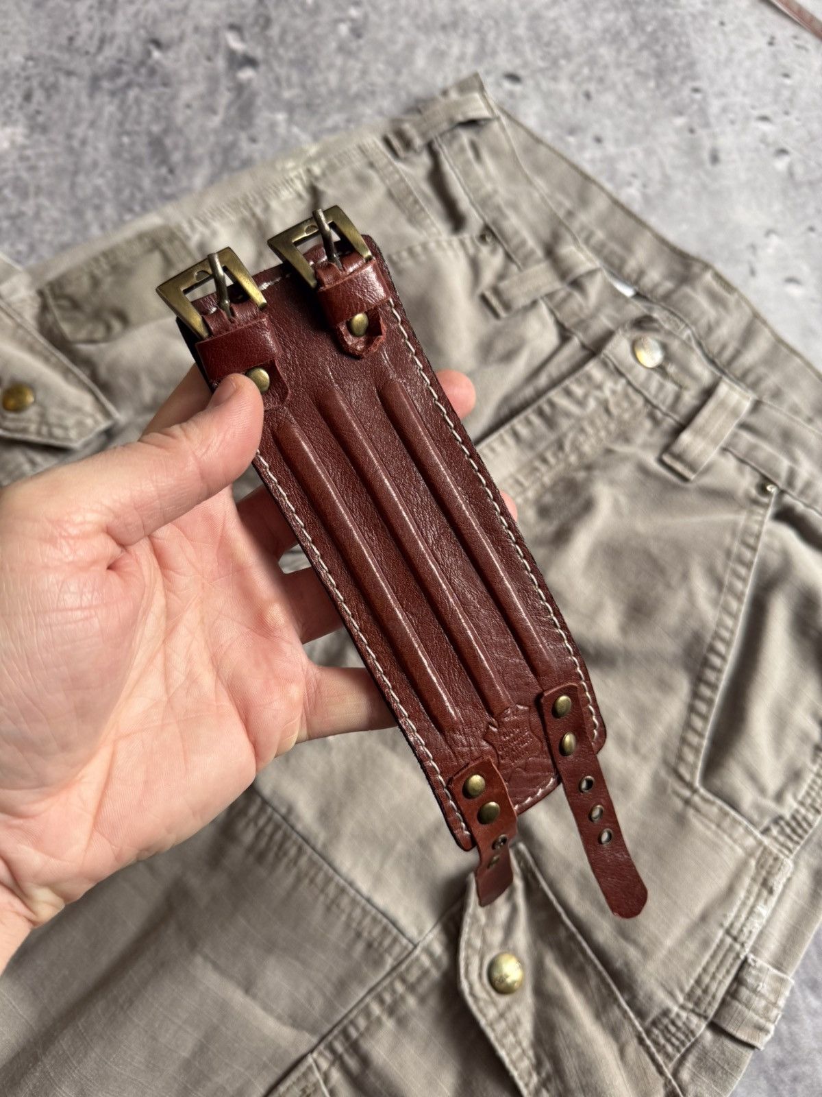 Leather × Vintage ⚠️🔥Vintage custom leather bracelet moto style classic flame Size ONE SIZE - 6 Thumbnail