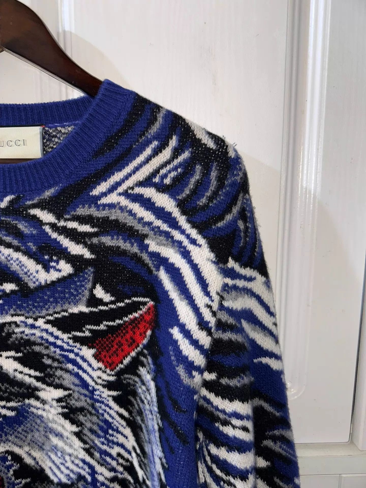 Gucci GUCCI Wolf Head Knit Wool Blue M Runway Sweatshirt Size US M / EU 48-50 / 2 - 5 Thumbnail