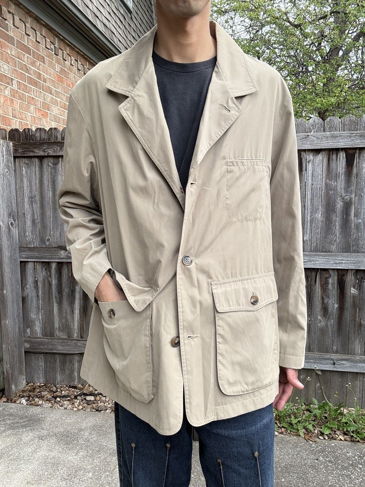 Vintage Vtg TravelSmith Khaki Safari Field Waxed Lightweight Jacket Size US L / EU 52-54 / 3 - 1 Thumbnail