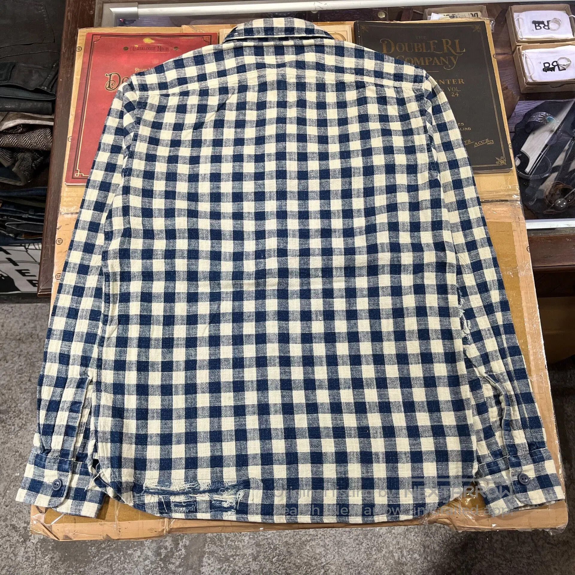 RRL Ralph Lauren RRL Linen Distressed Patch Plaid Shirt. Size US M / EU 48-50 / 2 - 2 Thumbnail